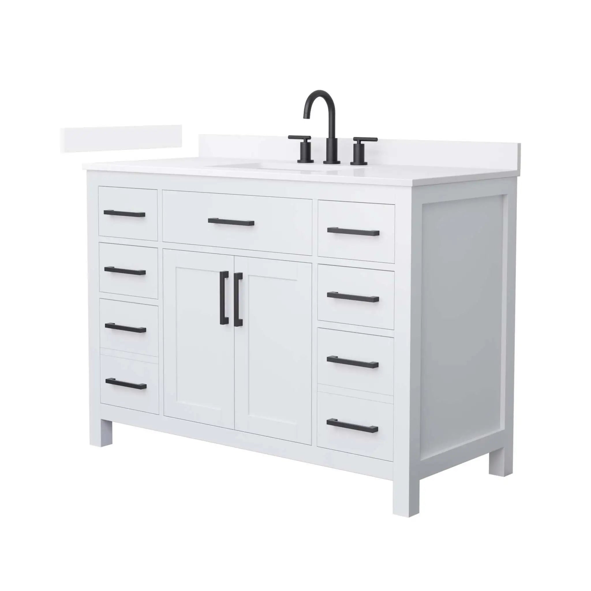 48" Beckett Single Bathroom Vanity in White with Matte Black Trim by Wyndham
