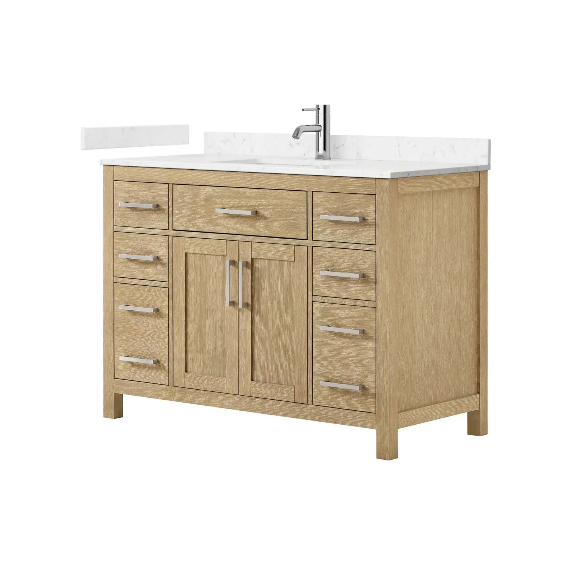 48" Beckett Single Bathroom Vanity in Whitewashed Oak with Brushed Nickel Trim by Wyndham