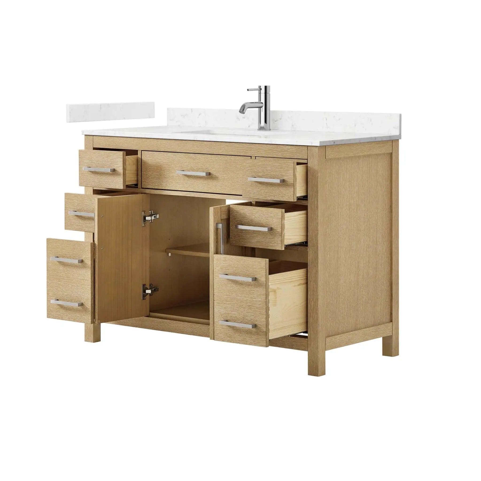 48" Beckett Single Bathroom Vanity in Whitewashed Oak with Brushed Nickel Trim by Wyndham
