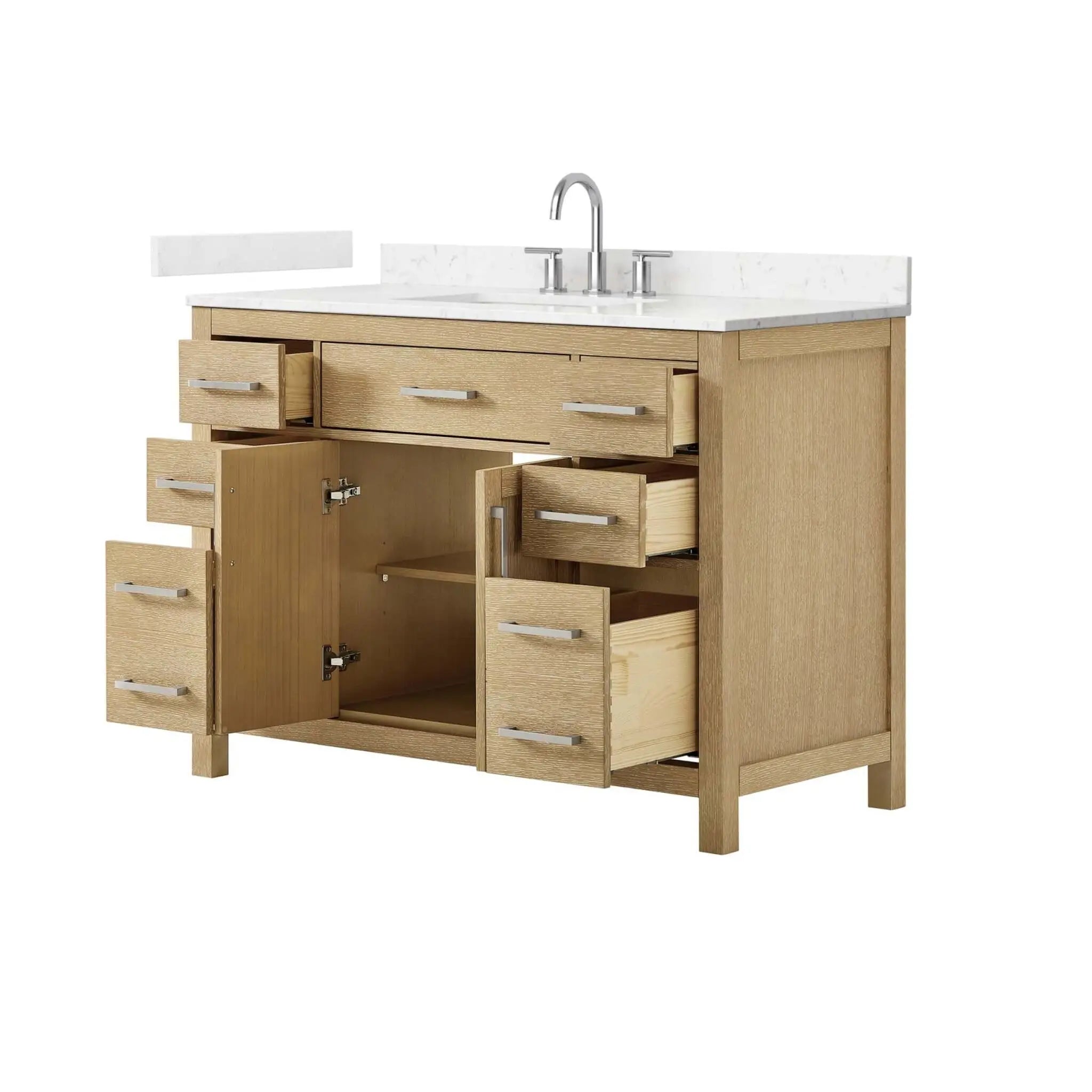 48" Beckett Single Bathroom Vanity in Whitewashed Oak with Brushed Nickel Trim by Wyndham