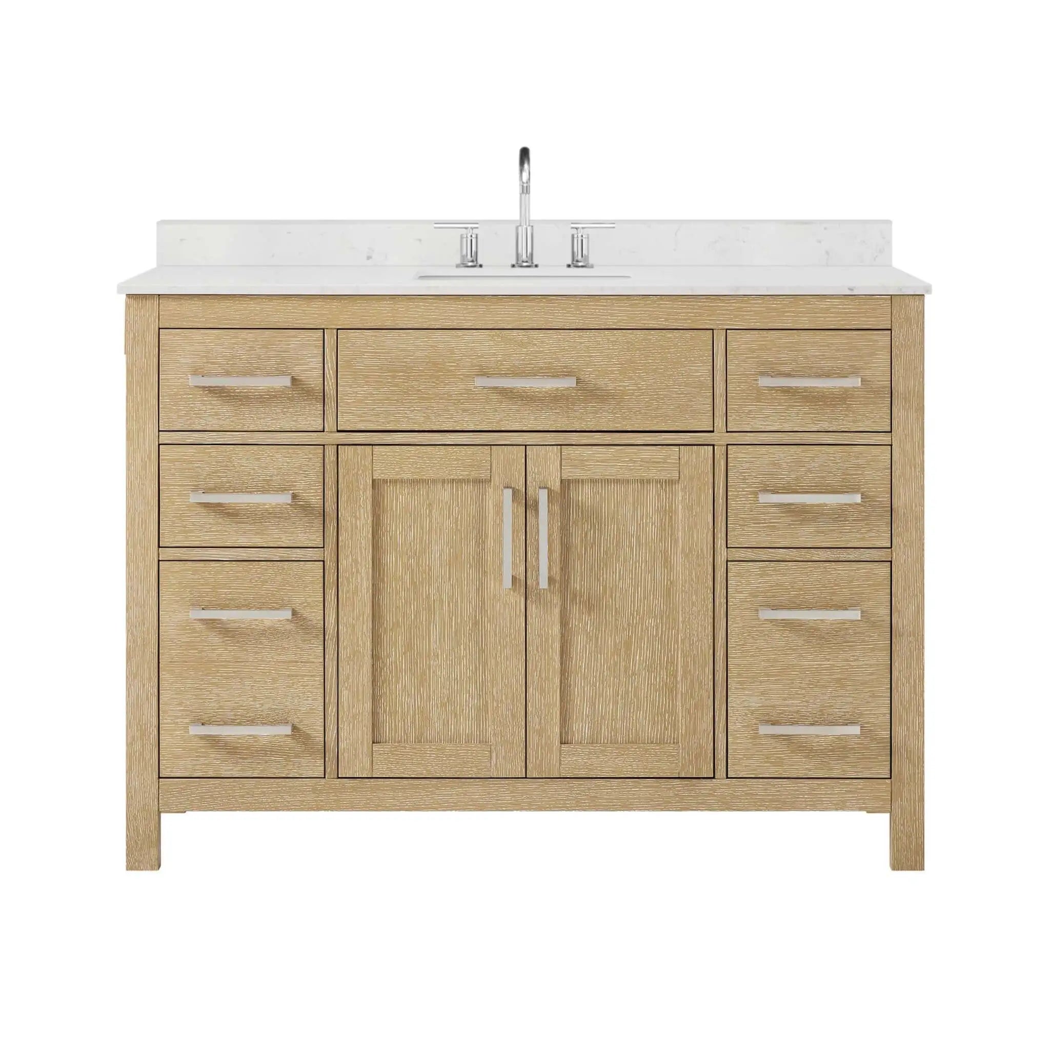 48" Beckett Single Bathroom Vanity in Whitewashed Oak with Brushed Nickel Trim by Wyndham