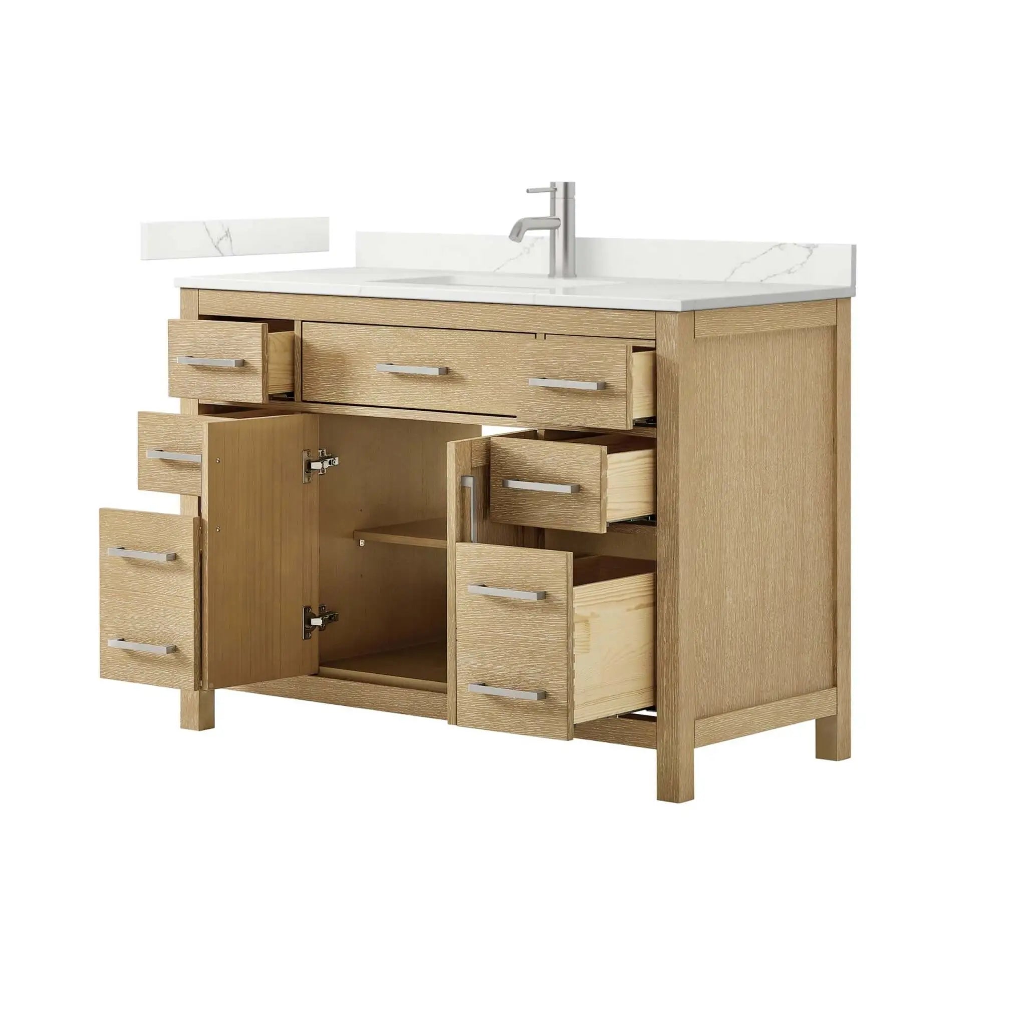 48" Beckett Single Bathroom Vanity in Whitewashed Oak with Brushed Nickel Trim by Wyndham