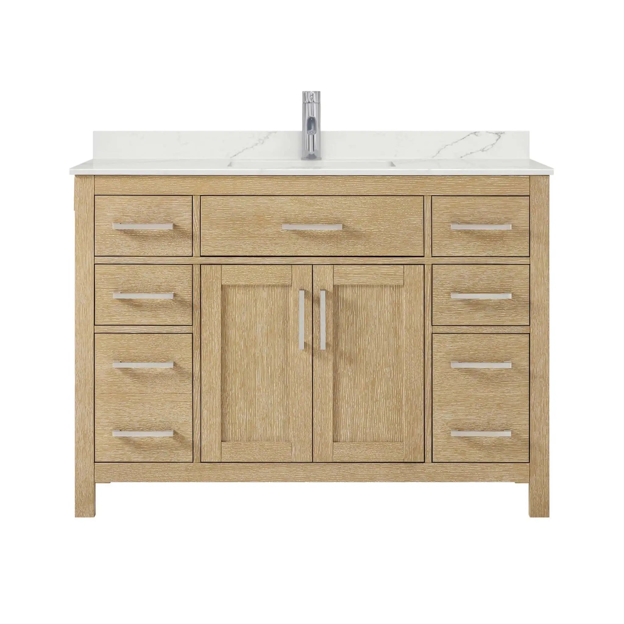 48" Beckett Single Bathroom Vanity in Whitewashed Oak with Brushed Nickel Trim by Wyndham