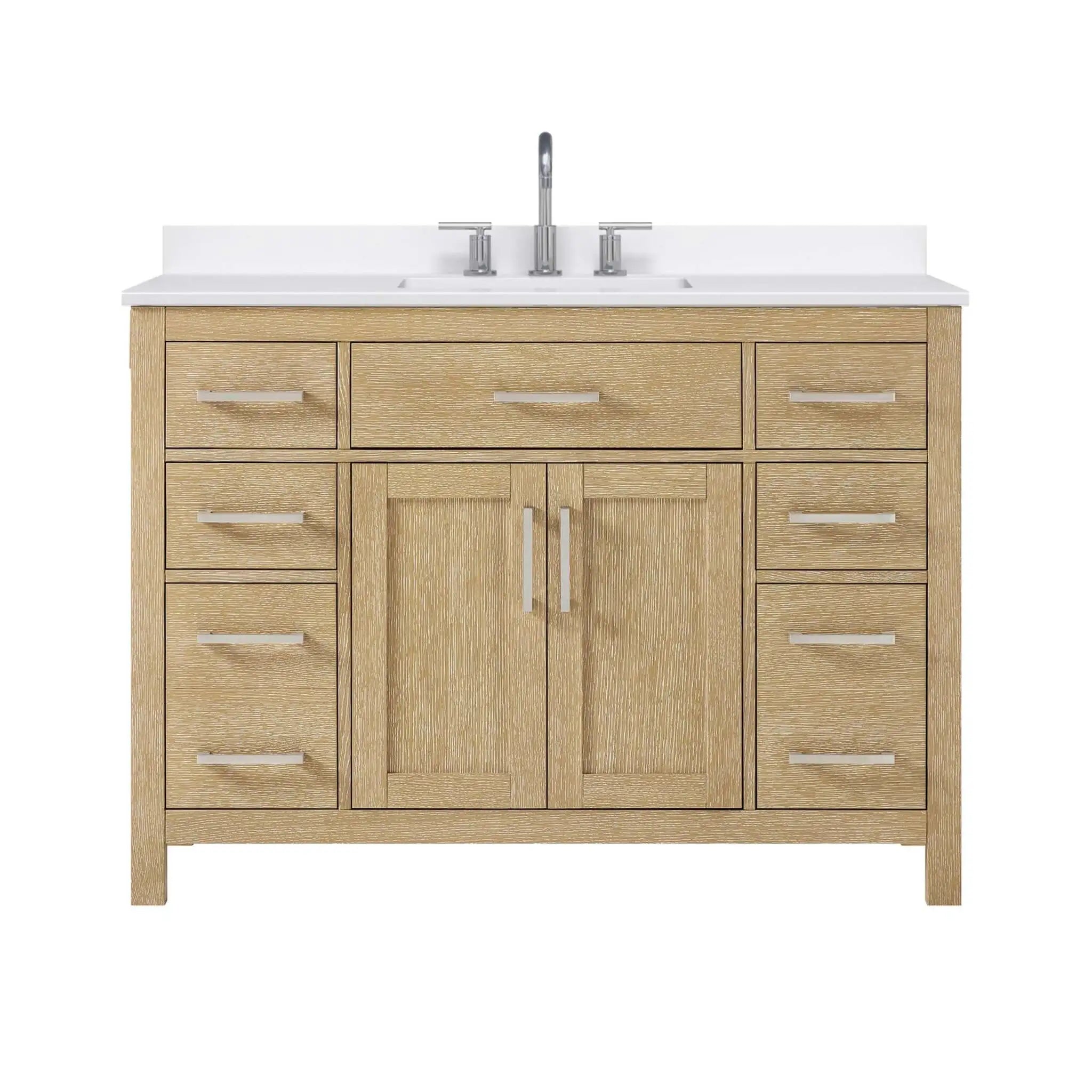 48" Beckett Single Bathroom Vanity in Whitewashed Oak with Brushed Nickel Trim by Wyndham