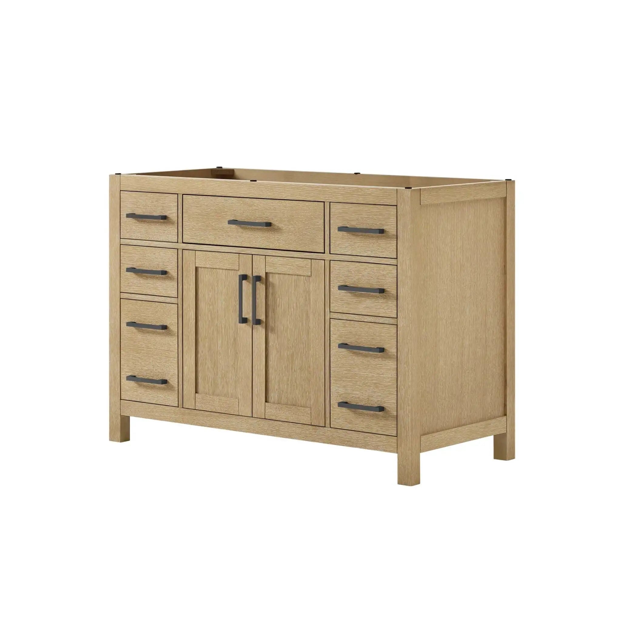 48" Beckett Single Bathroom Vanity in Whitewashed Oak with Matte Black Trim by Wyndham