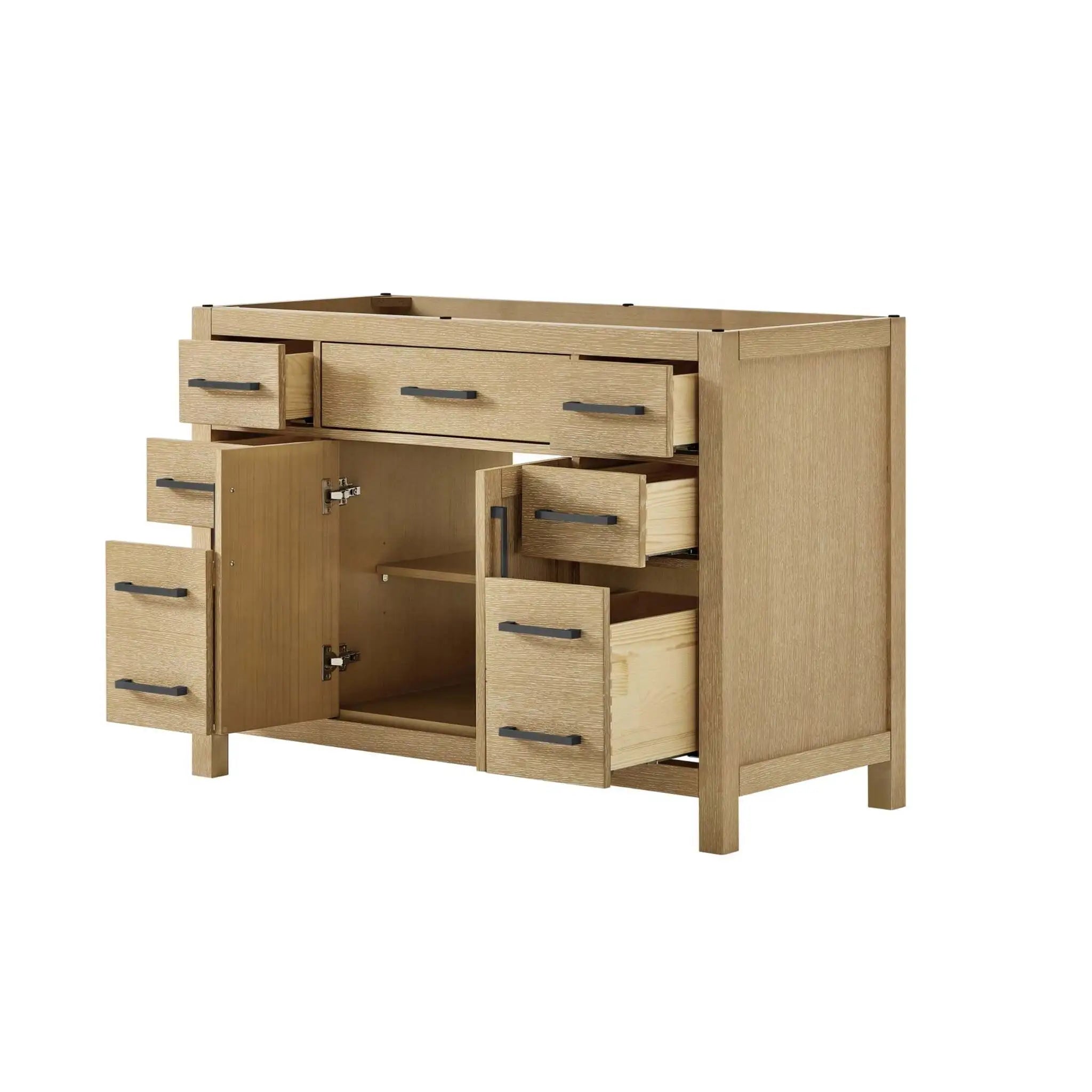 48" Beckett Single Bathroom Vanity in Whitewashed Oak with Matte Black Trim by Wyndham