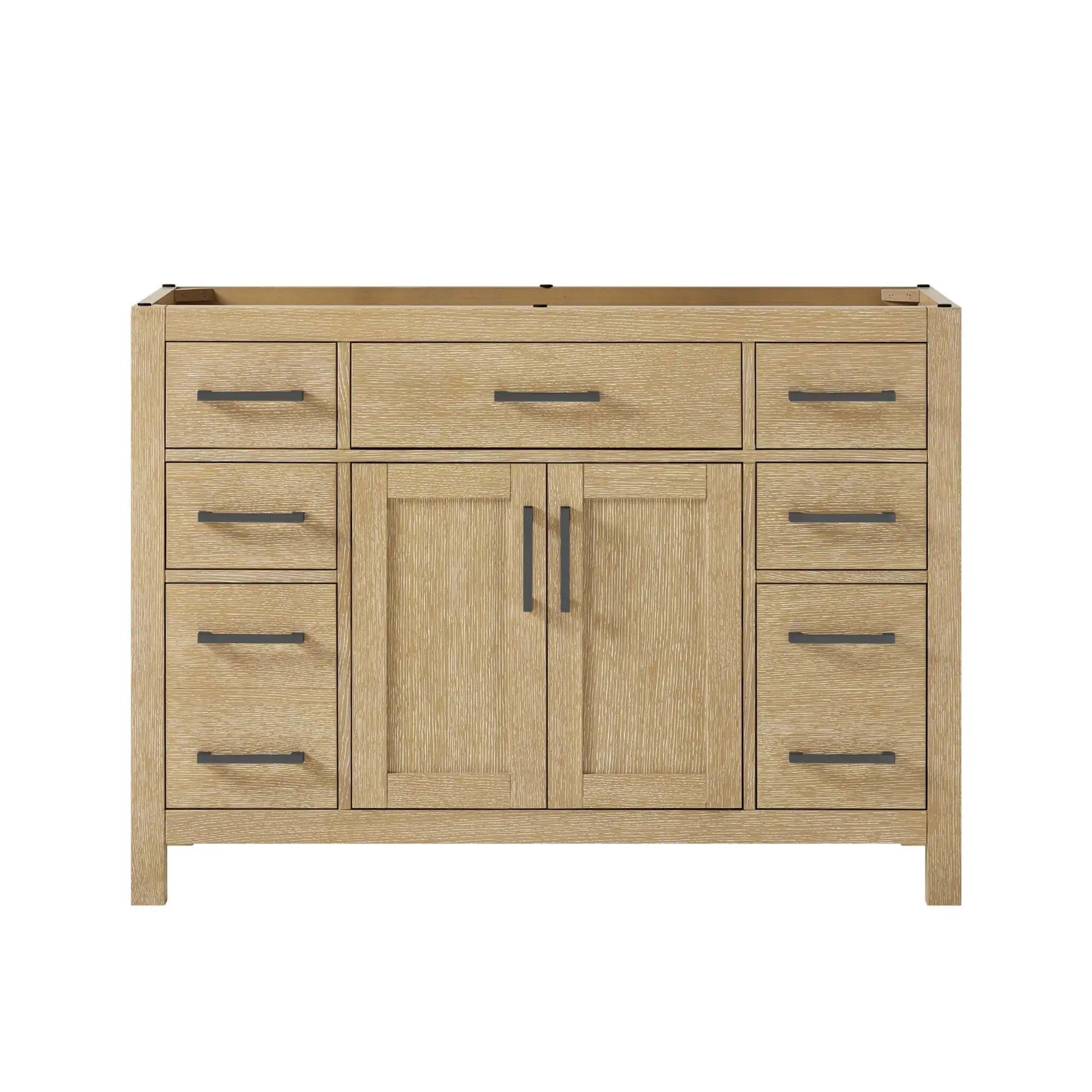 48" Beckett Single Bathroom Vanity in Whitewashed Oak with Matte Black Trim by Wyndham