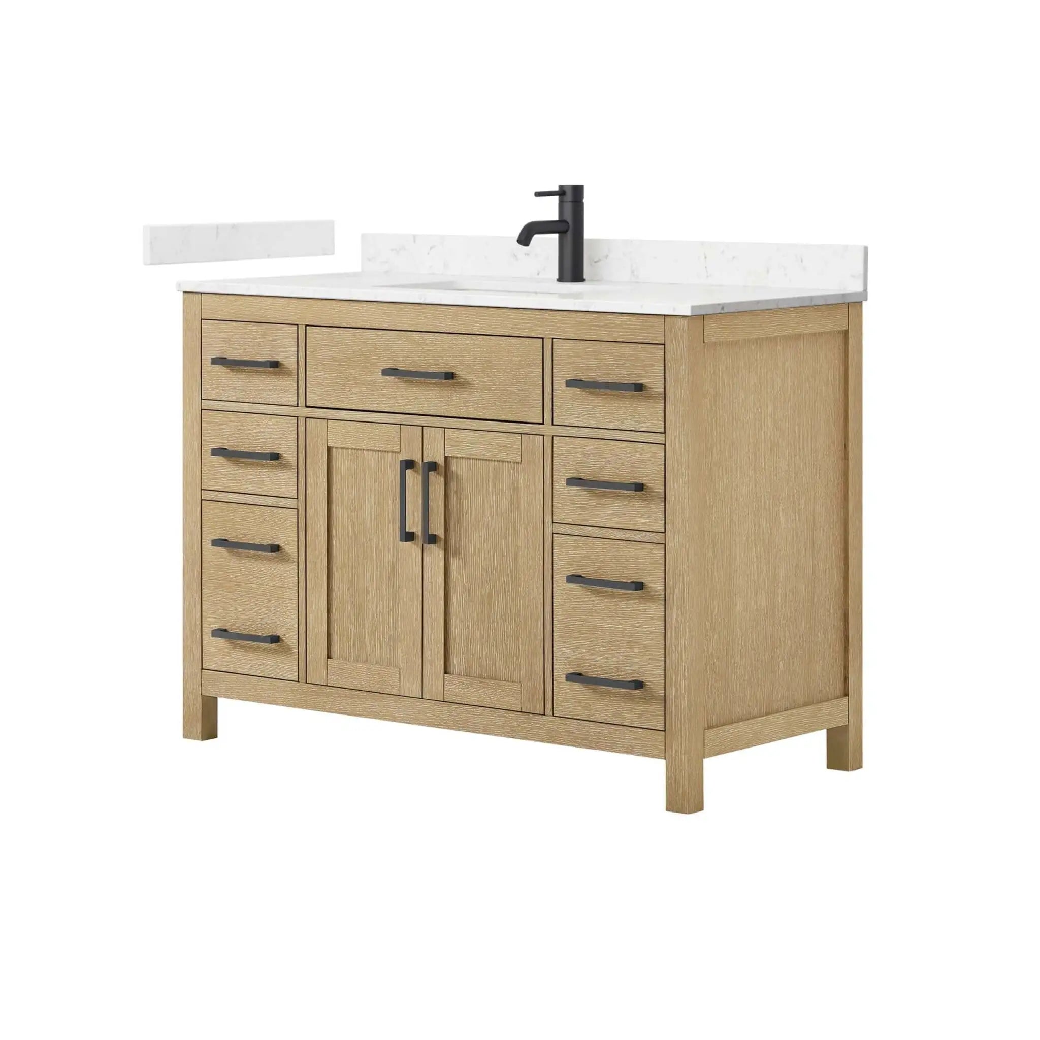 48" Beckett Single Bathroom Vanity in Whitewashed Oak with Matte Black Trim by Wyndham
