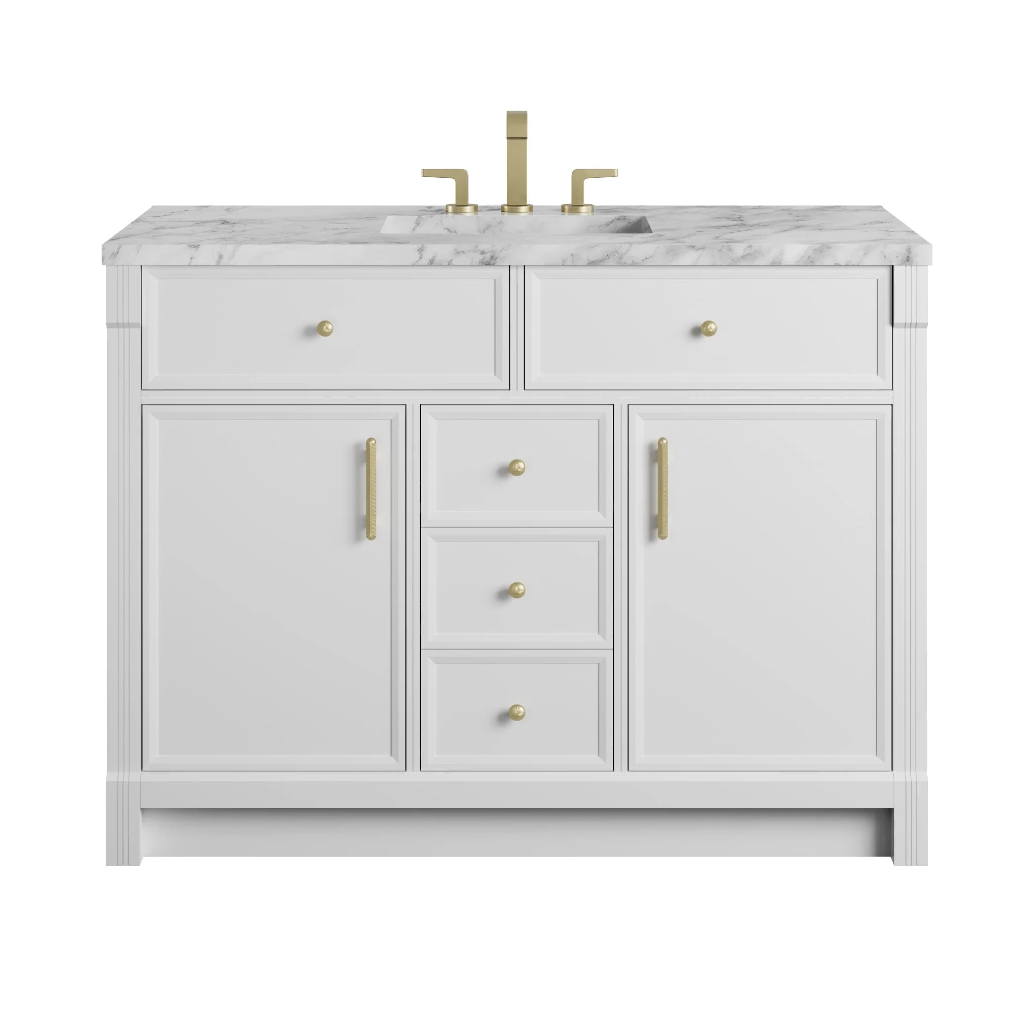 48" Bellshire Single Vanity in Bright White by James Martin Vanities-Carrara White Marble