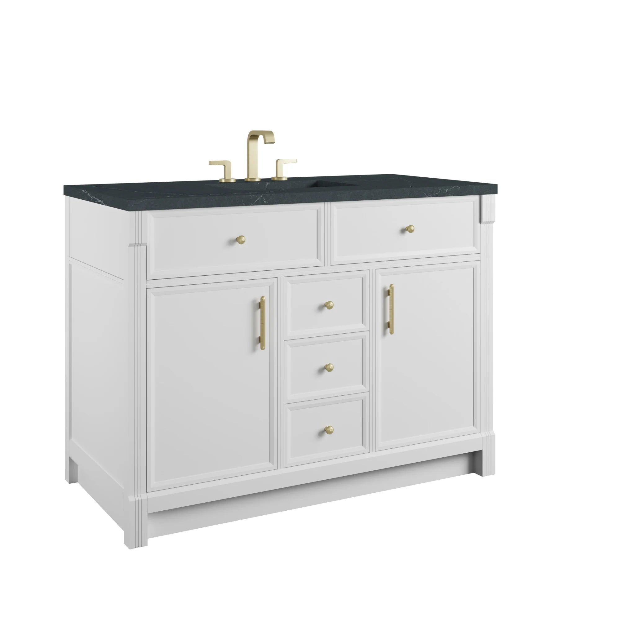 48" Bellshire Single Vanity in Bright White by James Martin Vanities-Charcoal Soapstone Silestone 9