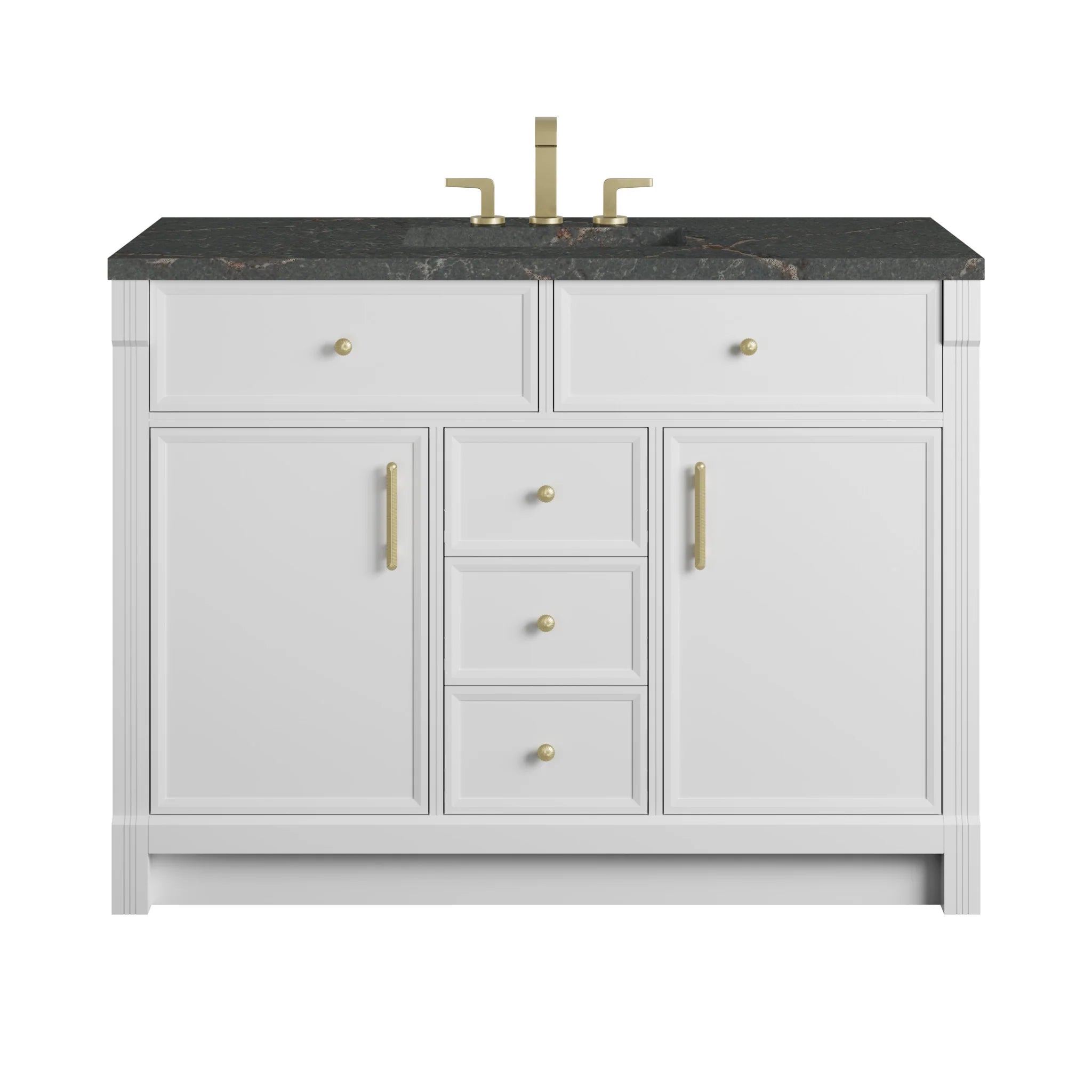 48" Bellshire Single Vanity in Bright White by James Martin Vanities-Parisien Bleu Silestone