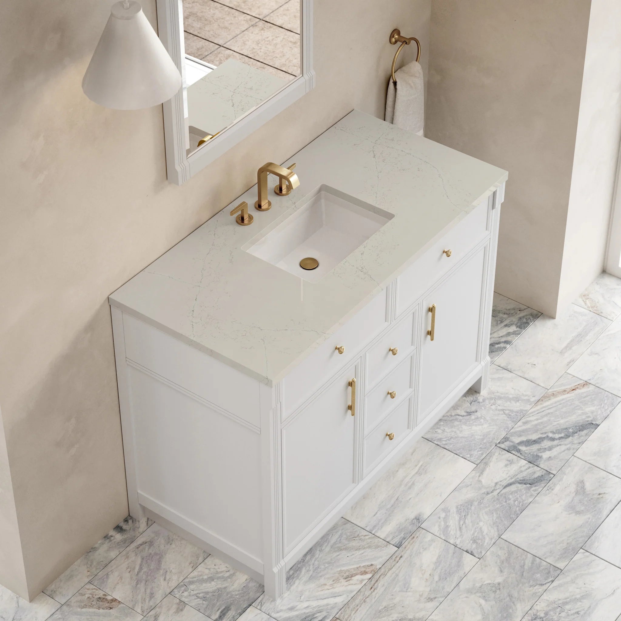 48" Bellshire Single Vanity in Bright White by James Martin Vanities-Siberian Silestone 5