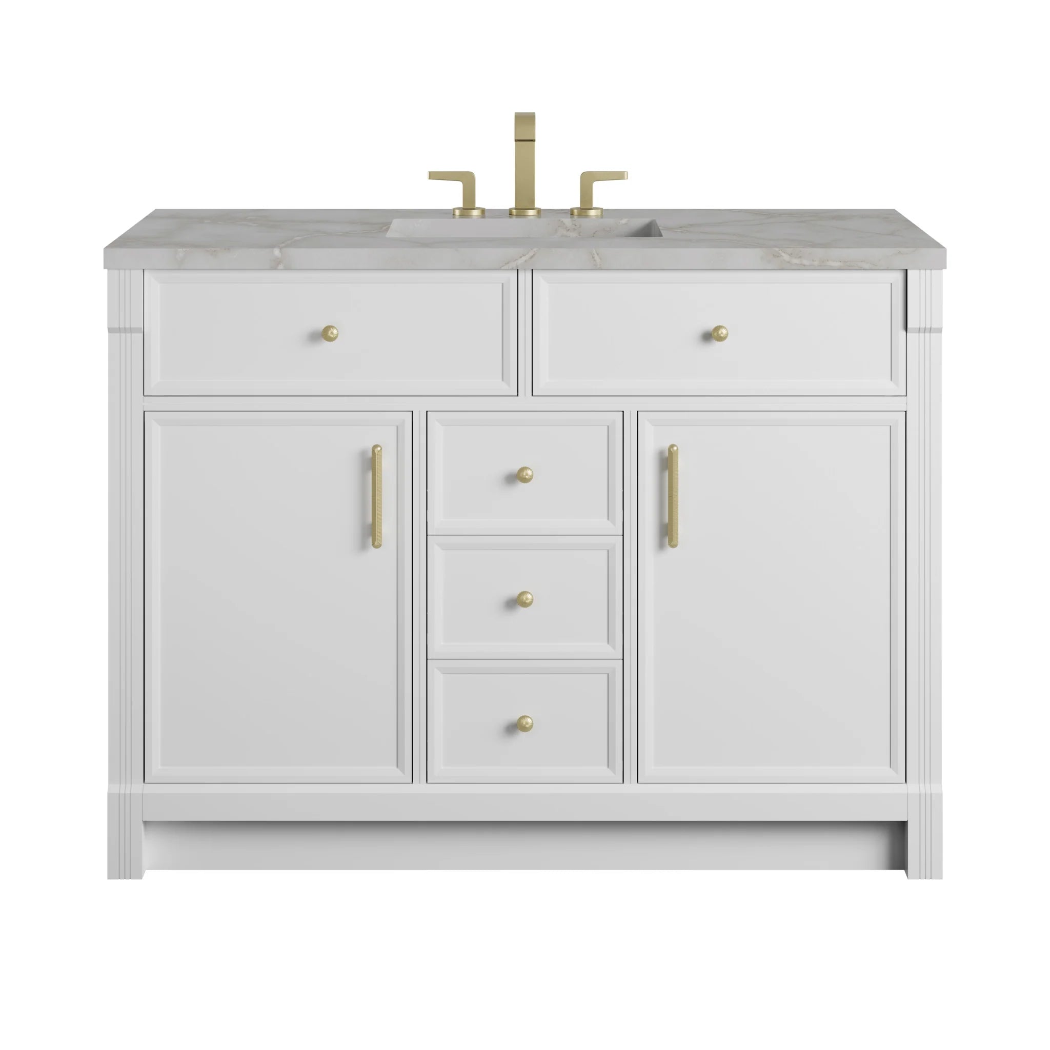 48" Bellshire Single Vanity in Bright White by James Martin Vanities-Victorian Silver Silestone