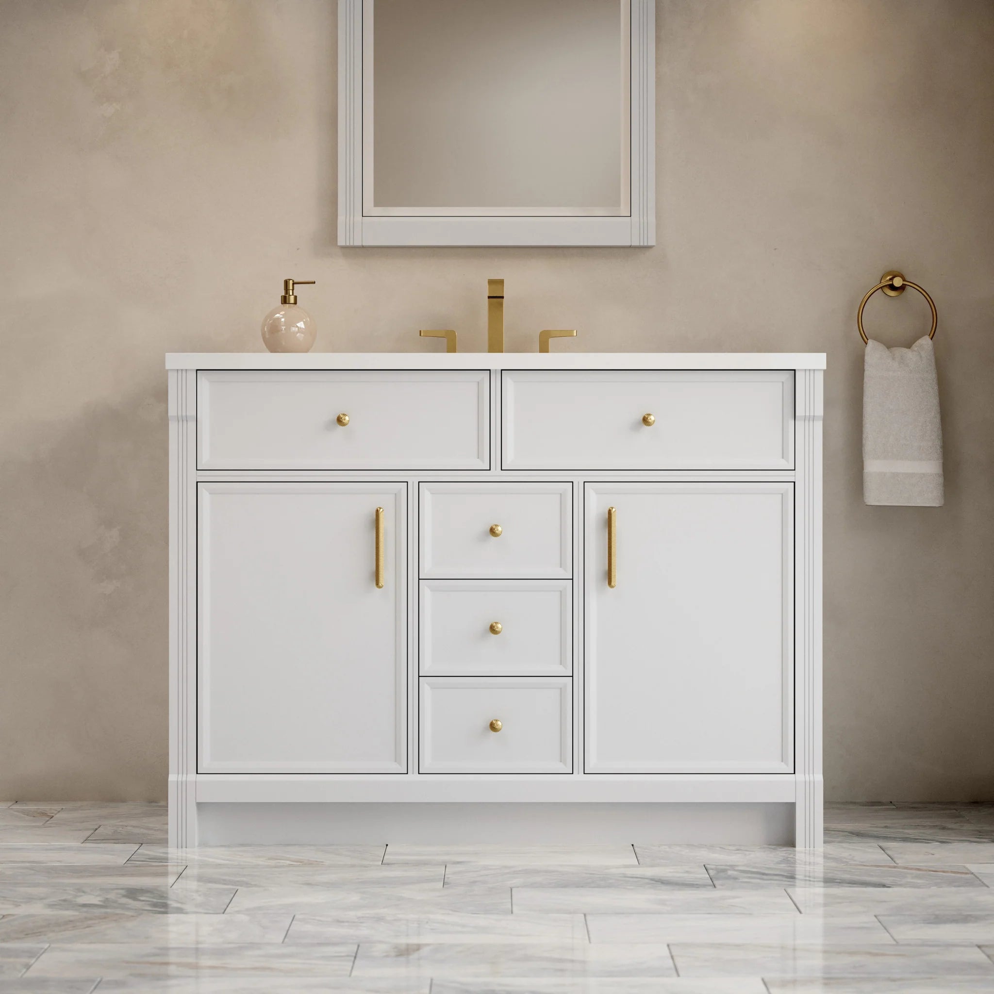 48" Bellshire Single Vanity in Bright White by James Martin Vanities-White Zeus Silestone 3