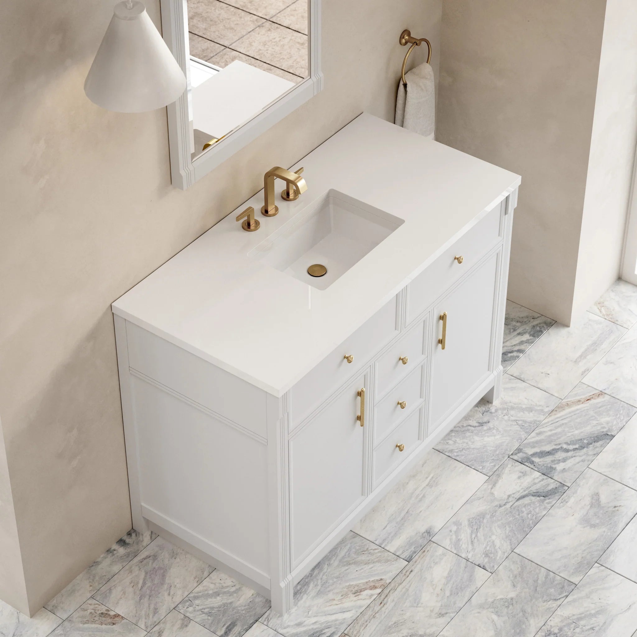 48" Bellshire Single Vanity in Bright White by James Martin Vanities-White Zeus Silestone 8