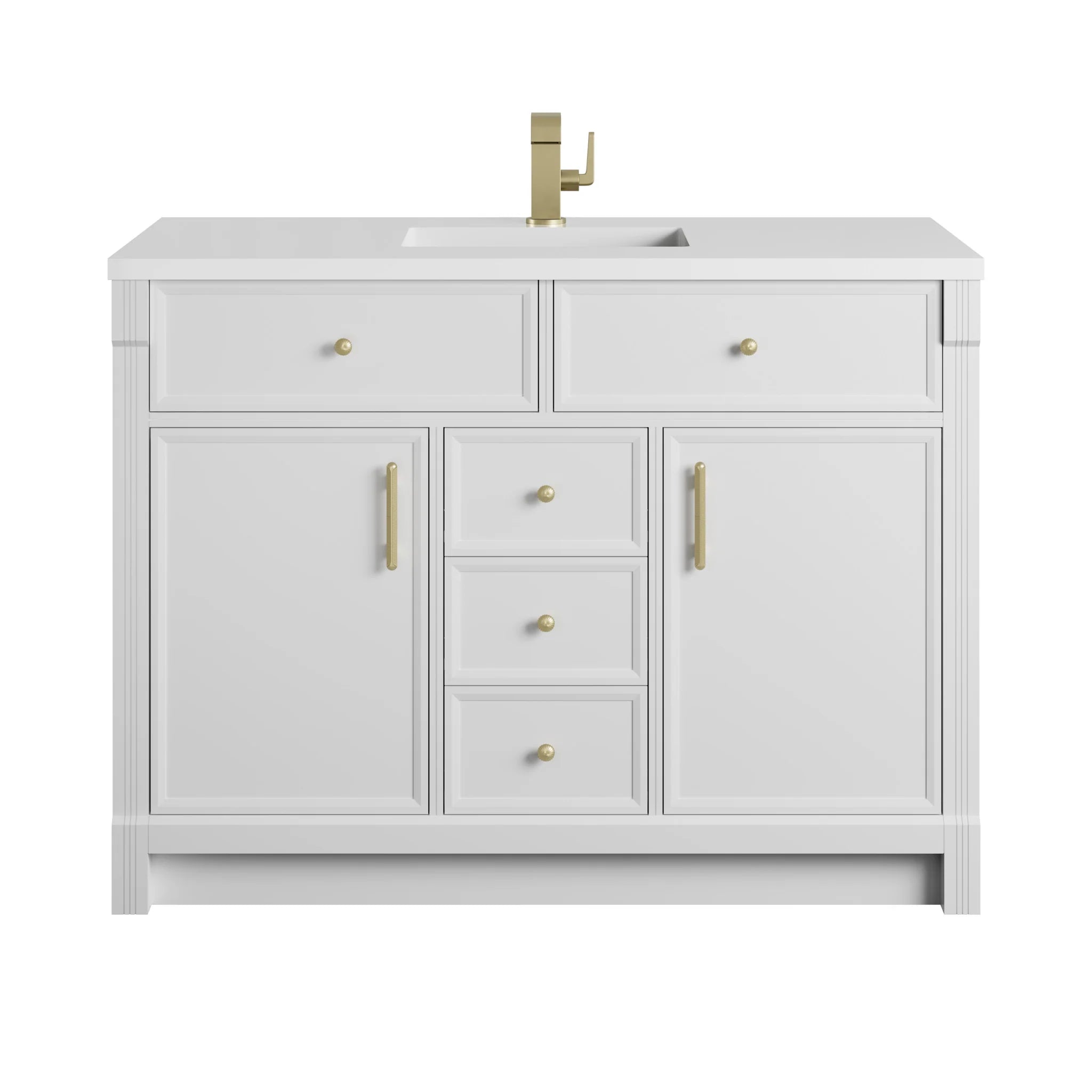 48" Bellshire Single Vanity in Bright White by James Martin Vanities-White Zeus Silestone & Backsplash 1