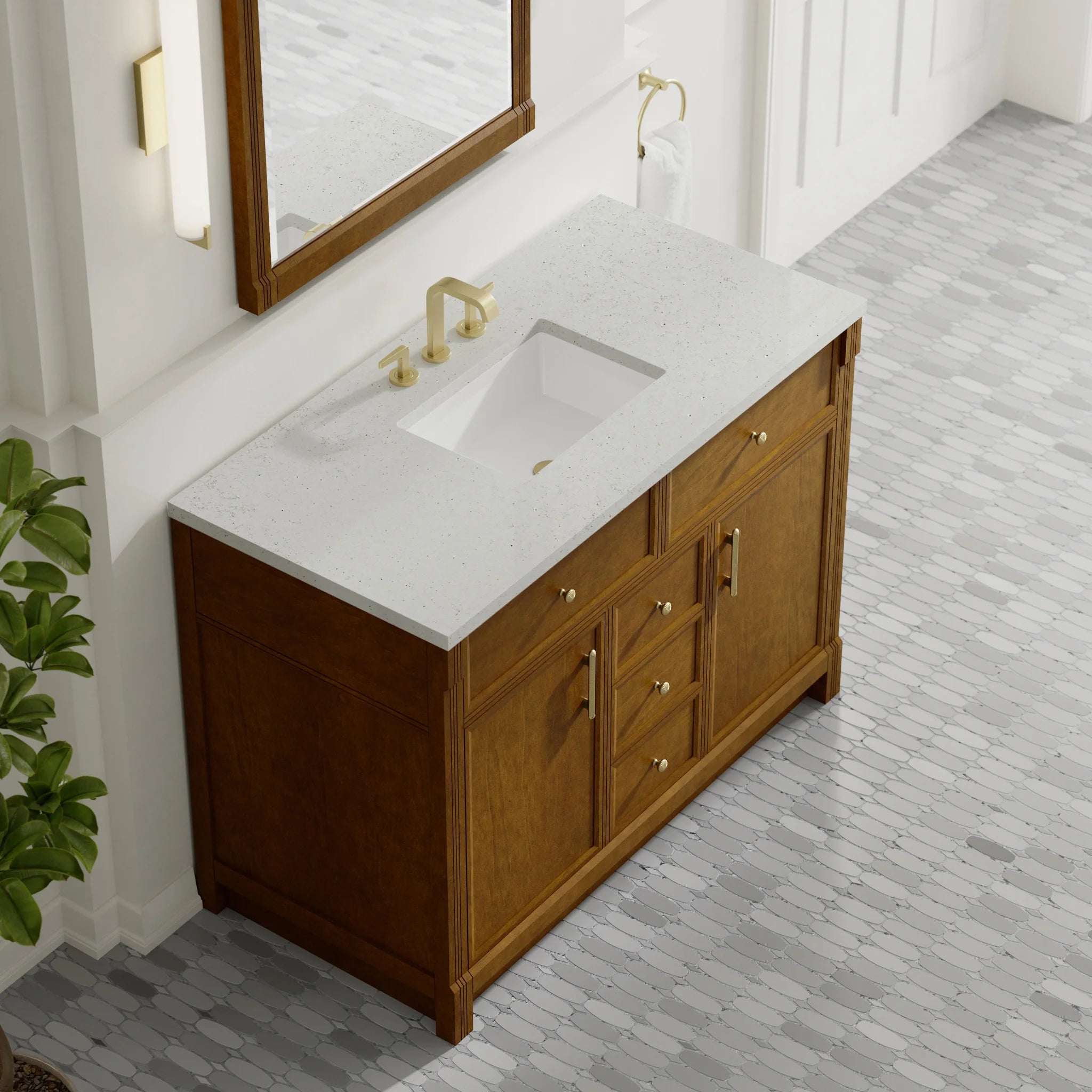 48" Bellshire Single Vanity in Honey Oak by James Martin Vanities-Lime Delight Silestone 5