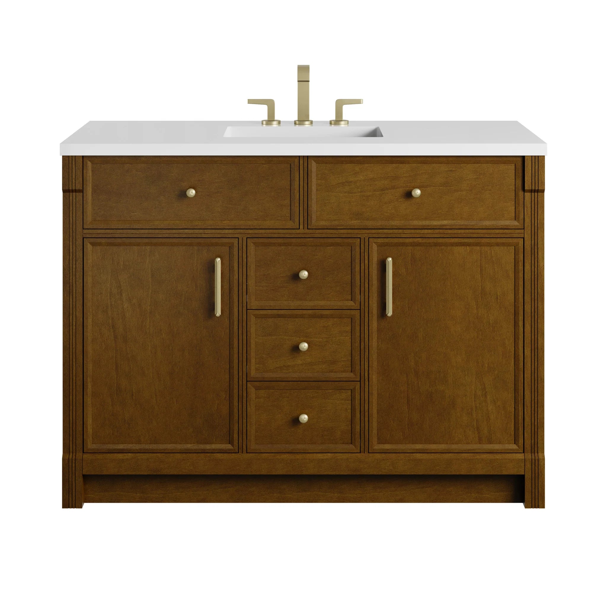 48" Bellshire Single Vanity in Honey Oak by James Martin Vanities-White Zeus Silestone
