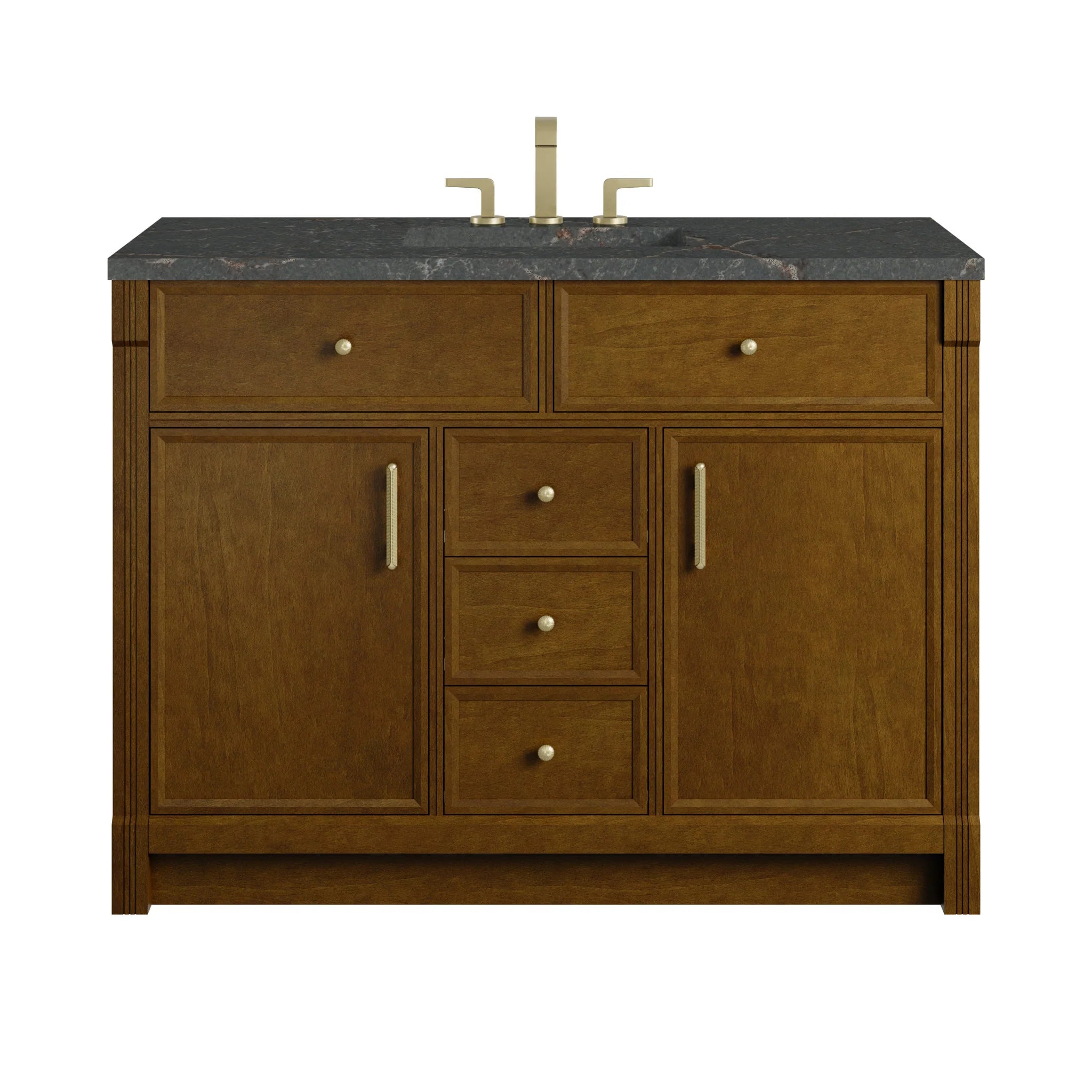 48" Bellshire Single Vanity in Honey Oak w/FreePower Wireless Charger by James Martin Vanities-Parisien Bleu Silestone