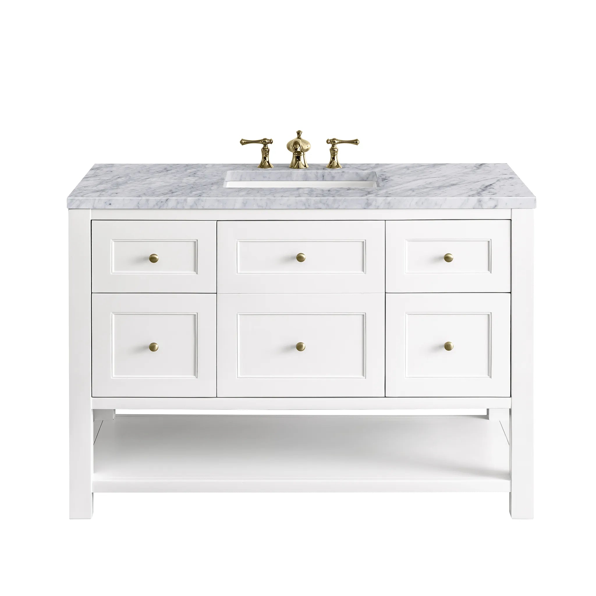 48" Breckenridge Single Vanity in Bright White-Carrara White Marble-8" Widespread image