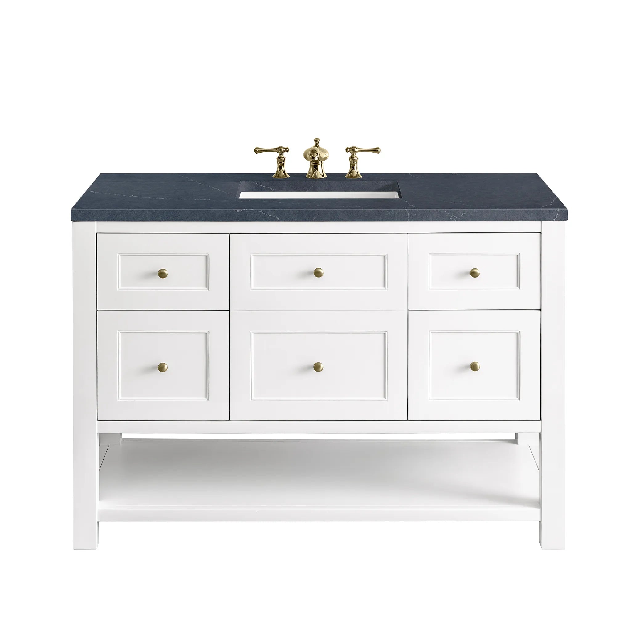 48" Breckenridge Single Vanity in Bright White-Charcoal Soapstone Silestone-8" Widespread image
