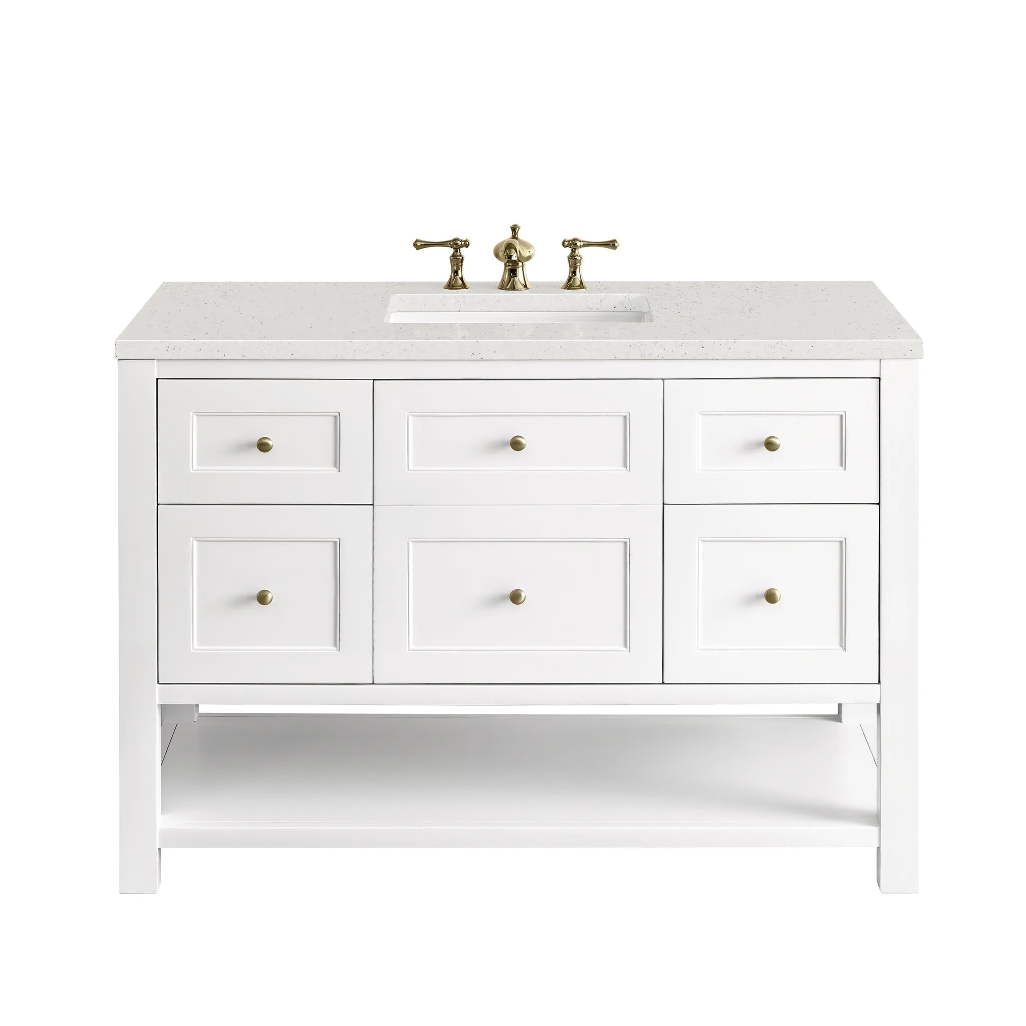 48" Breckenridge Single Vanity in Bright White-Lime Delight Silestone-8" Widespread image