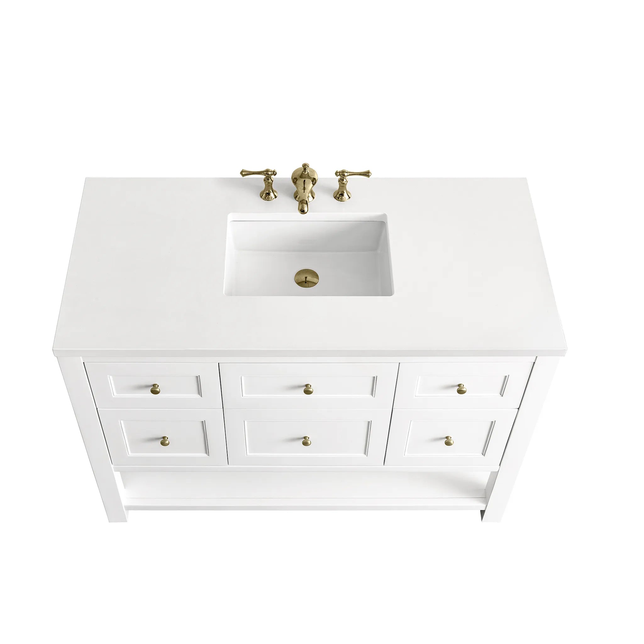 48" Breckenridge Single Vanity in Bright White-White Zeus Silestone-8" Widespread image 5