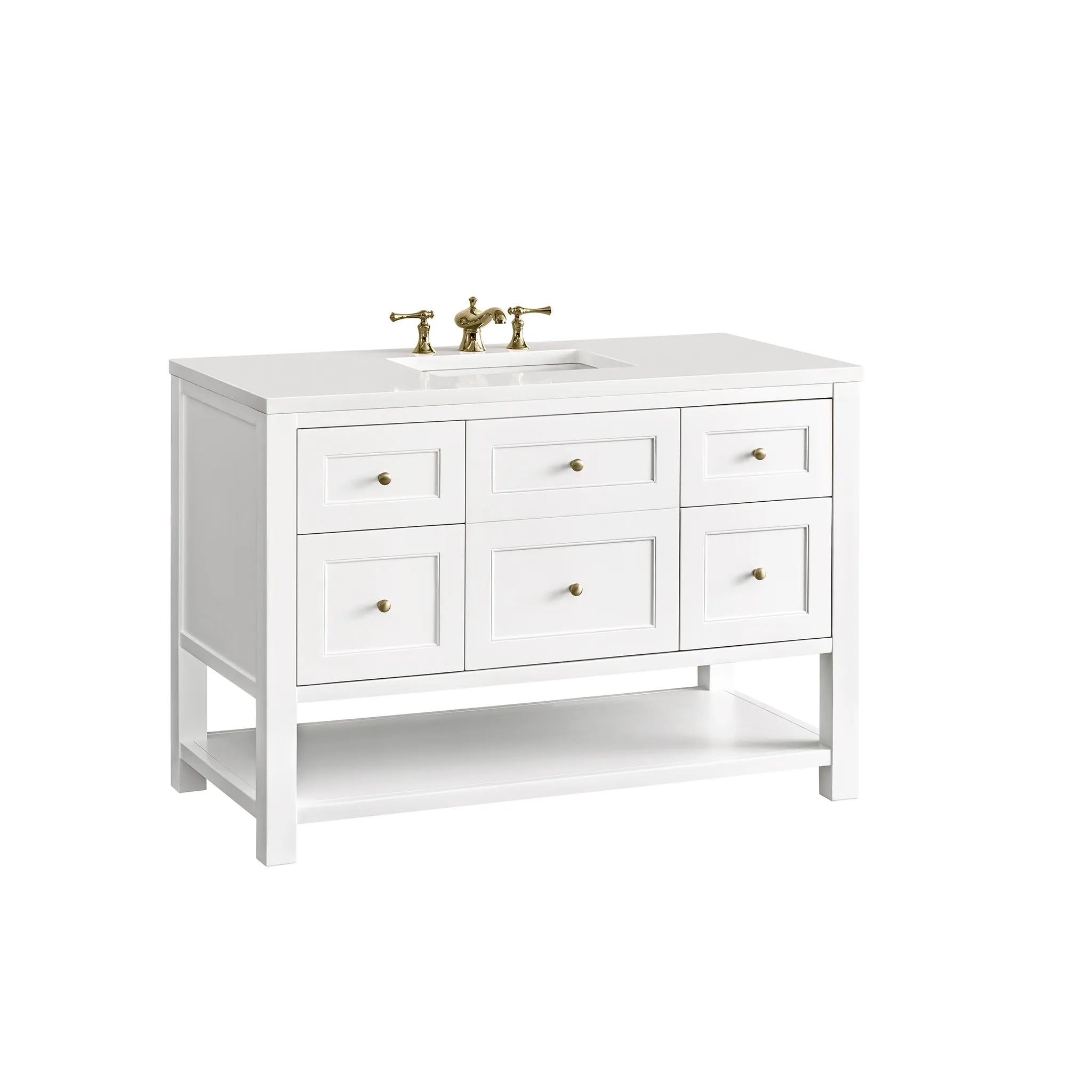 48" Breckenridge Single Vanity in Bright White-White Zeus Silestone-8" Widespread image 8