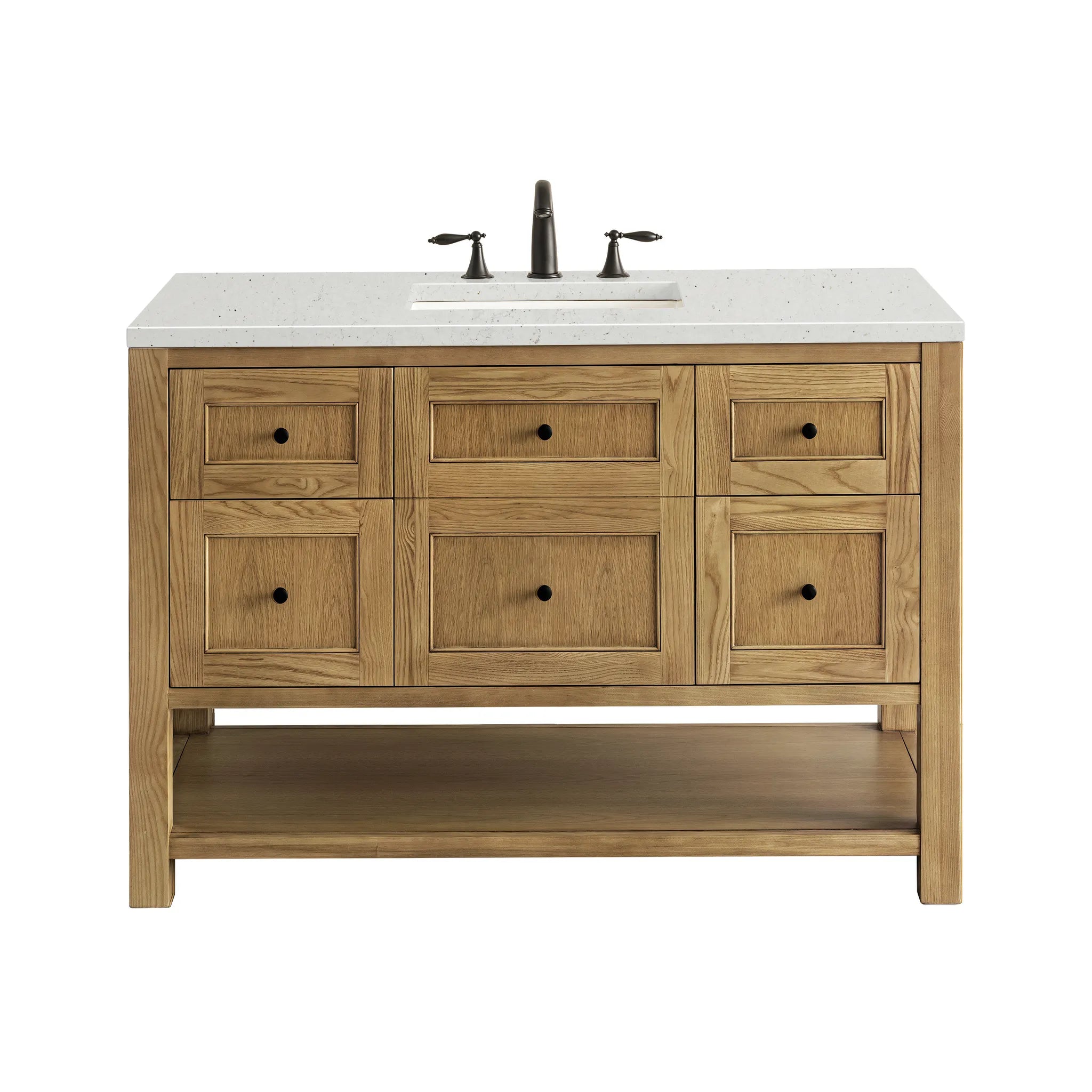 48" Breckenridge Single Vanity in Light Natural Oak-Lime Delight Silestone-8" Widespread image