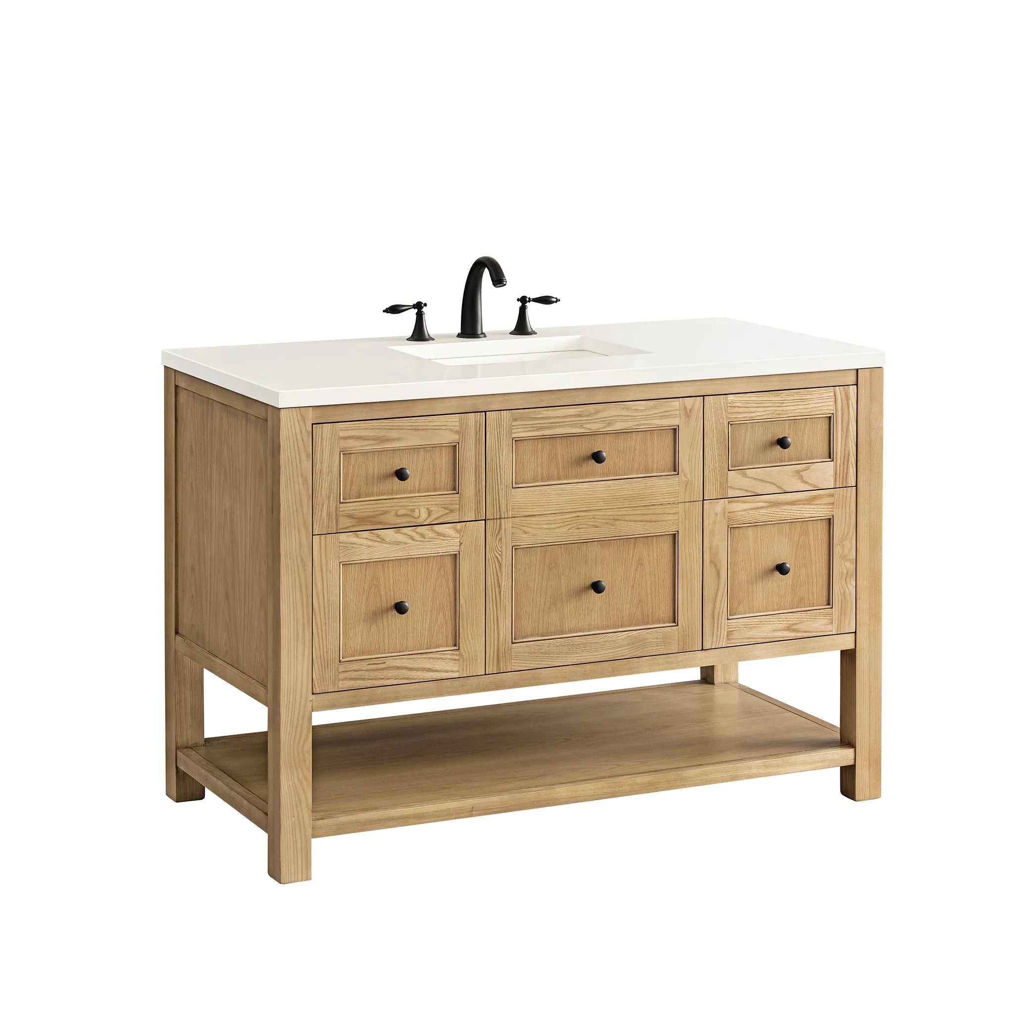 48" Breckenridge Single Vanity in Light Natural Oak-White Zeus Silestone-8" Widespread image 8