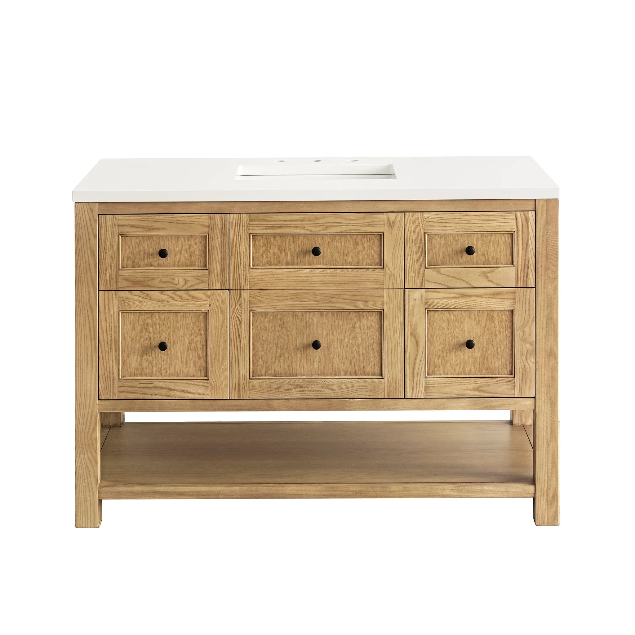 48" Breckenridge Single Vanity in Light Natural Oak-White Zeus Silestone-8" Widespread image