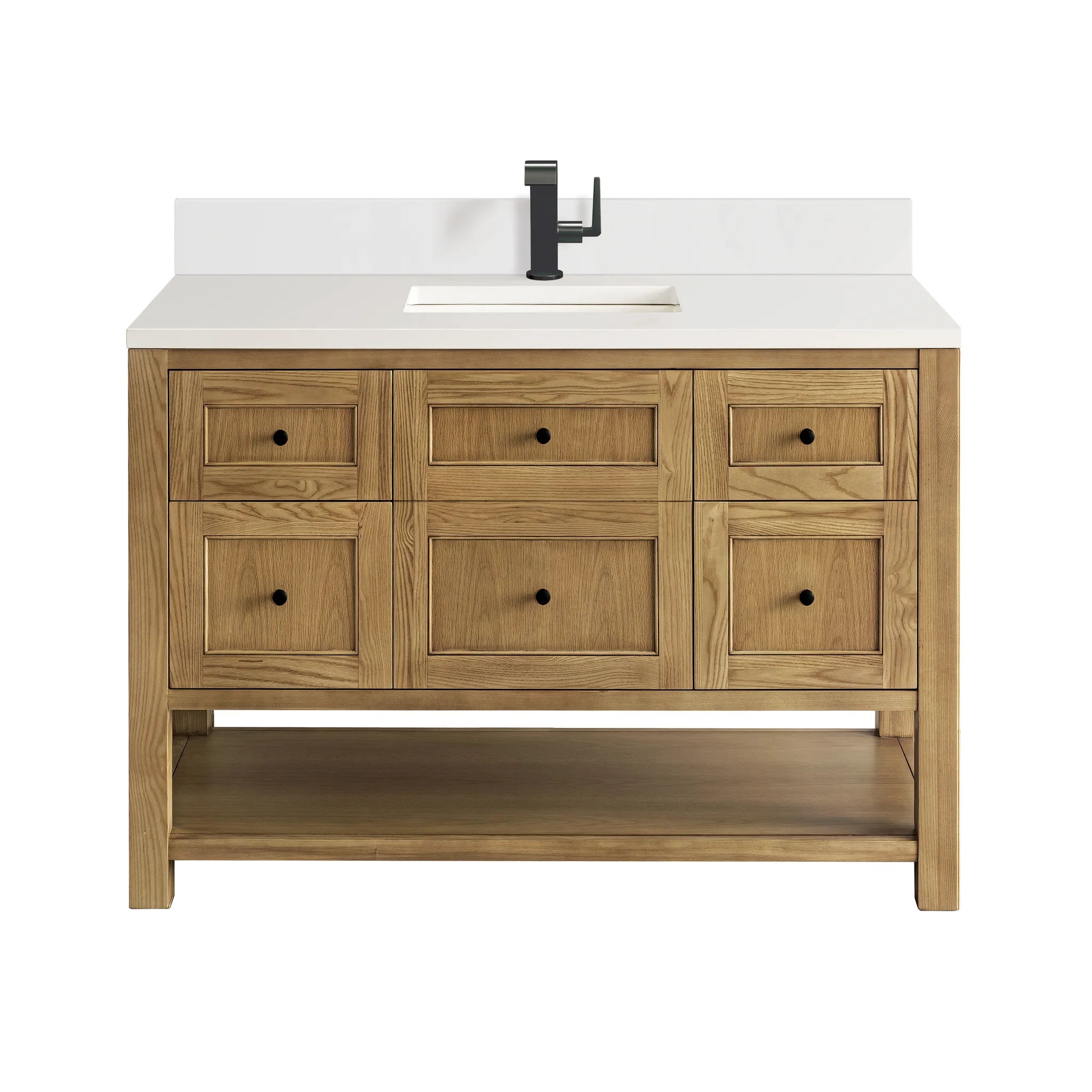 48" Breckenridge Single Vanity in Light Natural Oak-White Zeus Silestone & Backsplash-Single Hole image