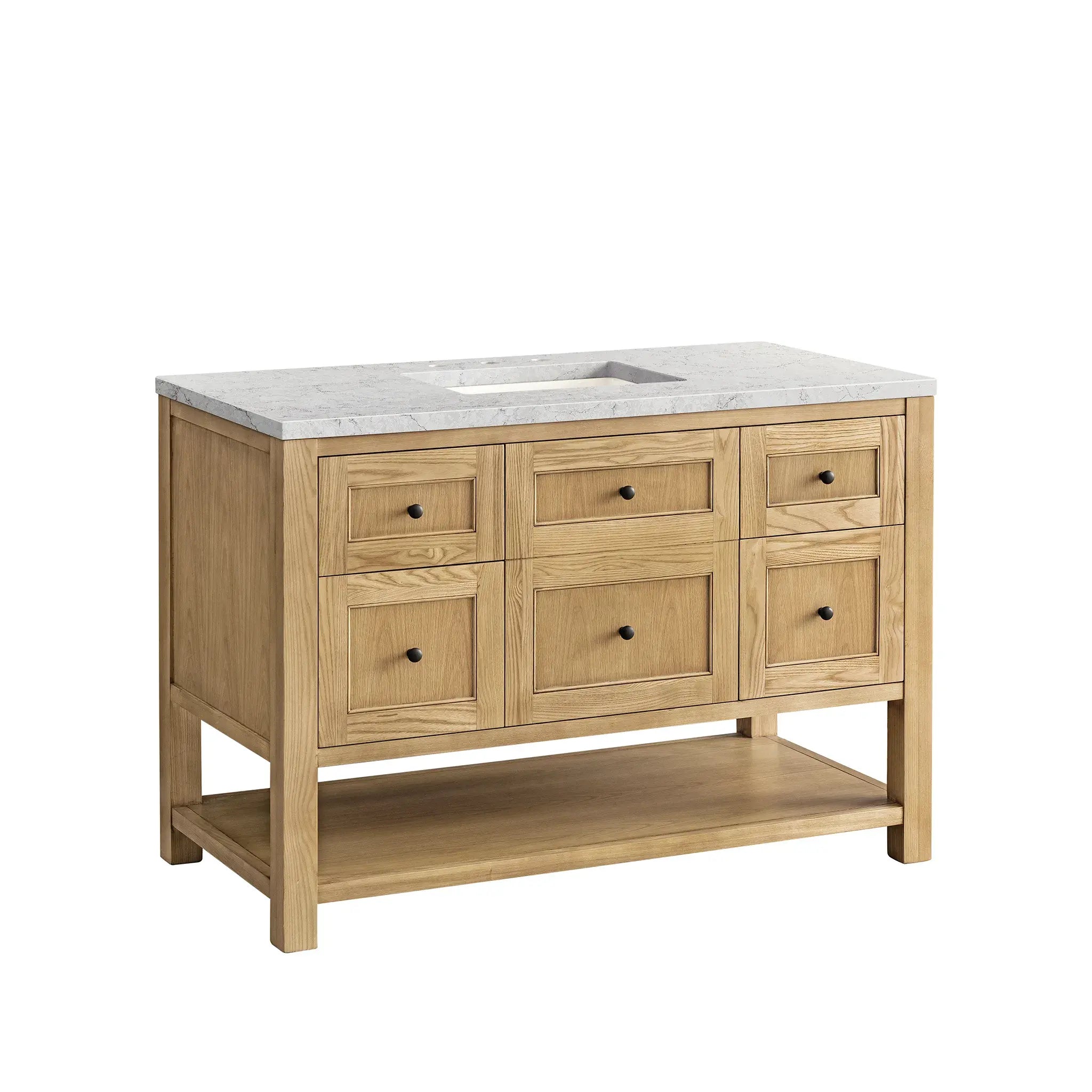 48" Breckenridge Single Vanity in Light Natural Oak Wireless Charger-Eternal Jasmine Pearl Silestone-8" Widespread image 8
