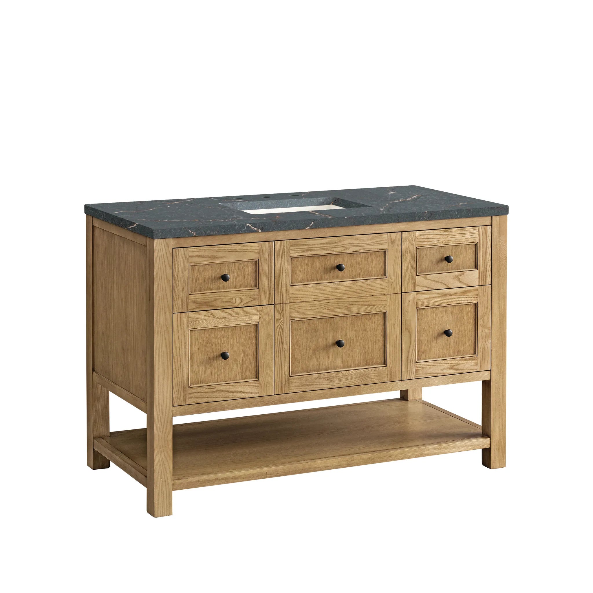 48" Breckenridge Single Vanity in Light Natural Oak Wireless Charger-Parisien Bleu Silestone-8" Widespread image 8