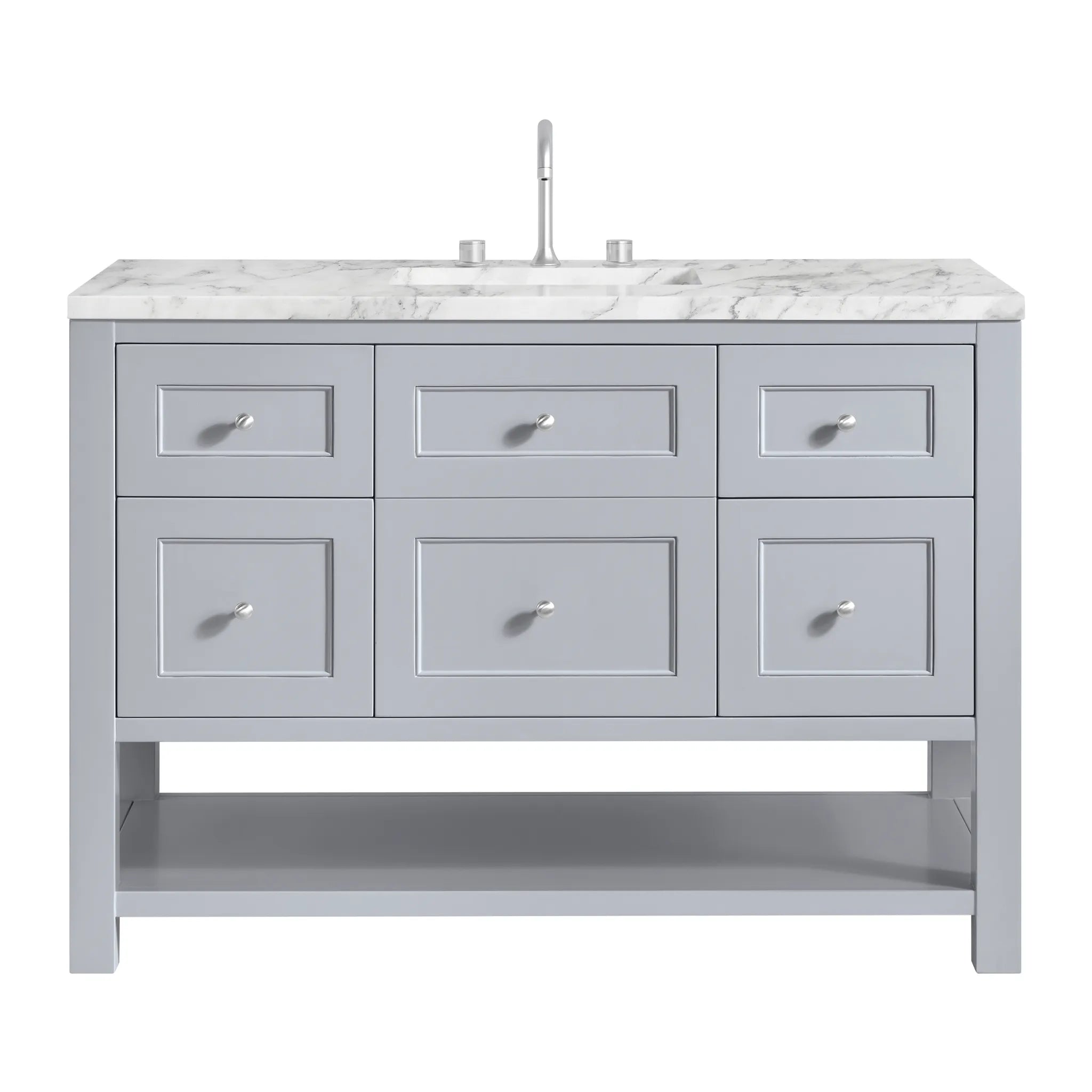 48" Breckenridge Single Vanity in Serenity Blue,-Carrara White Marble-8" Widespread image