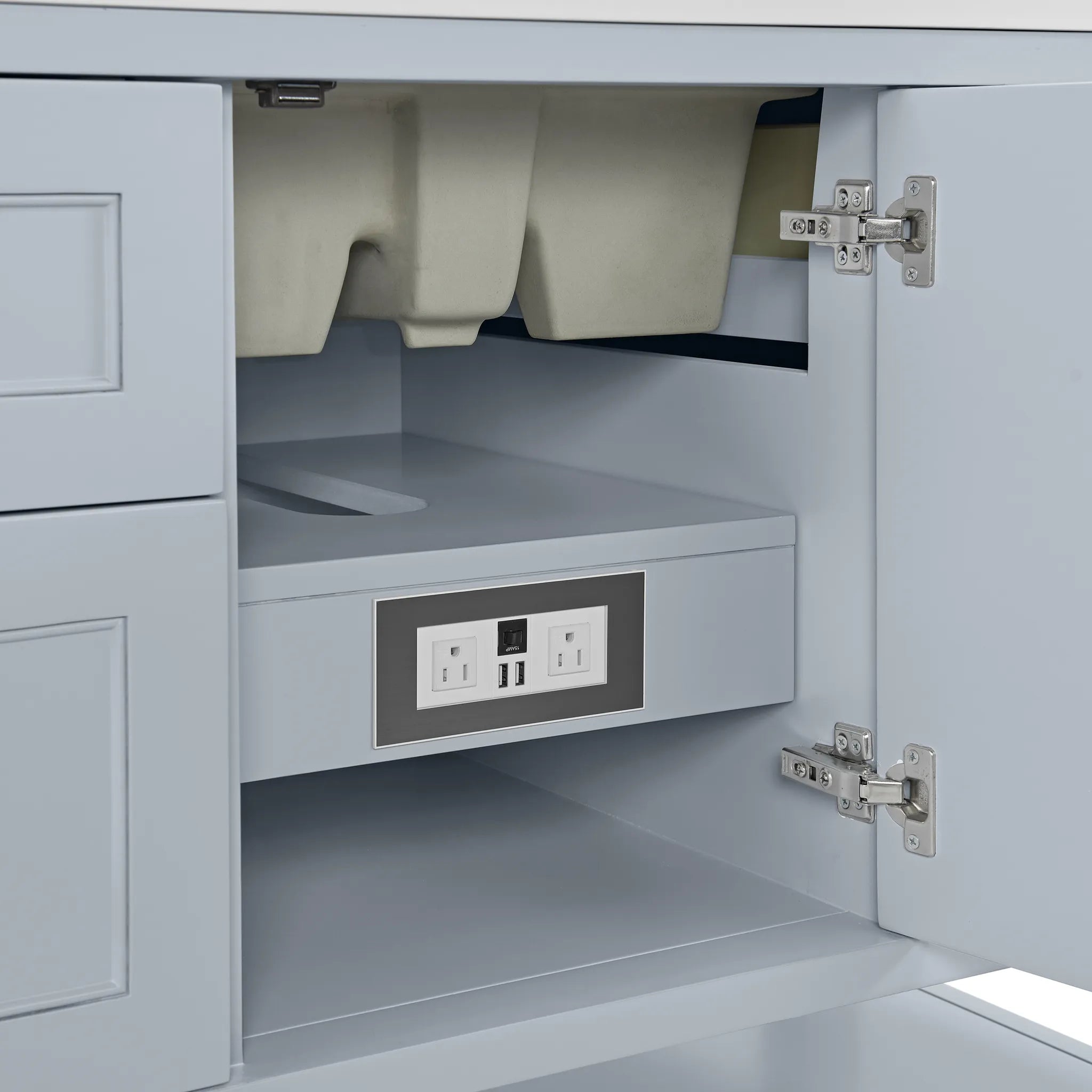 48" Breckenridge Single Vanity in Serenity Blue,-Eternal Jasmine Pearl Silestone-8" Widespread image 11