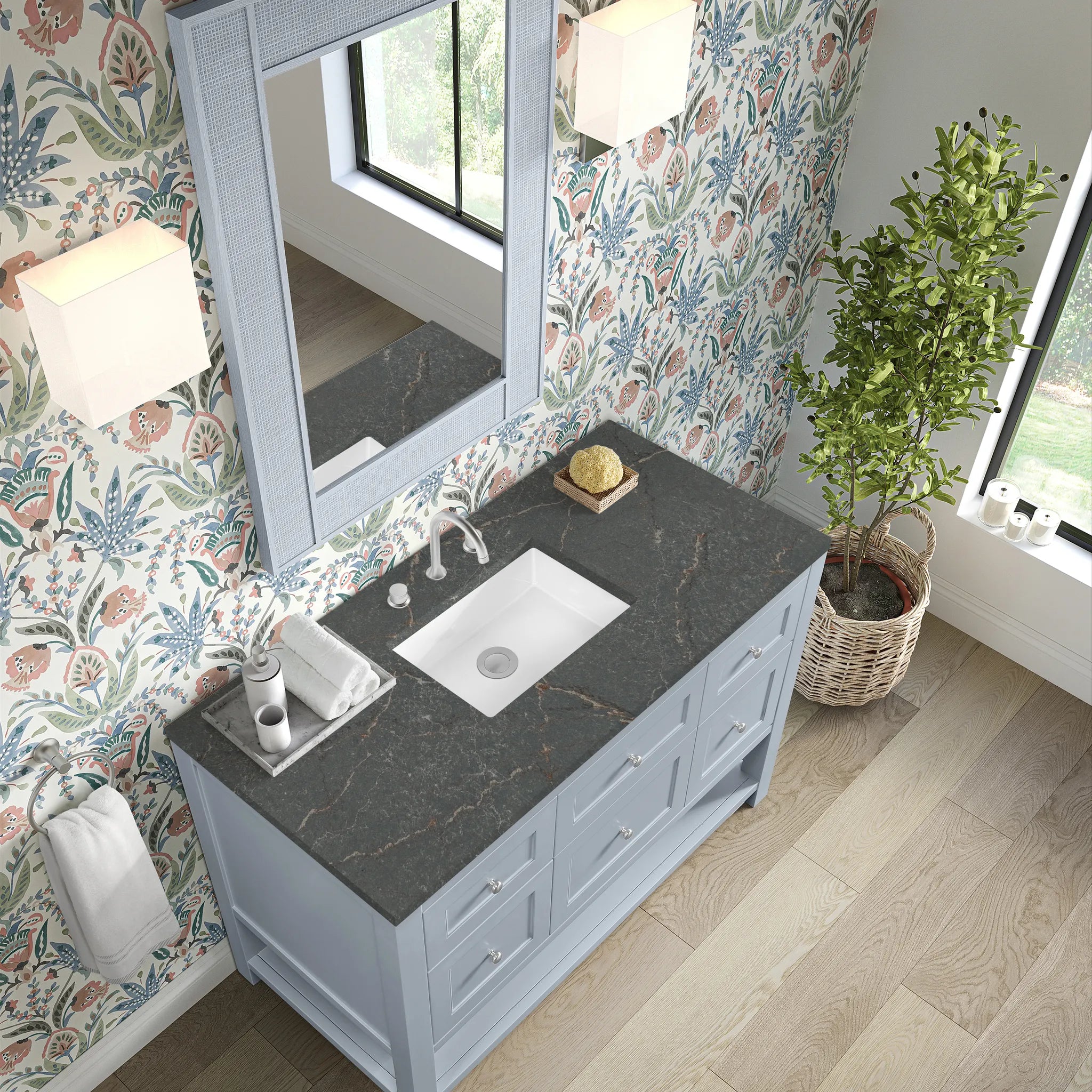 48" Breckenridge Single Vanity in Serenity Blue,-Parisien Bleu Silestone-8" Widespread image 6