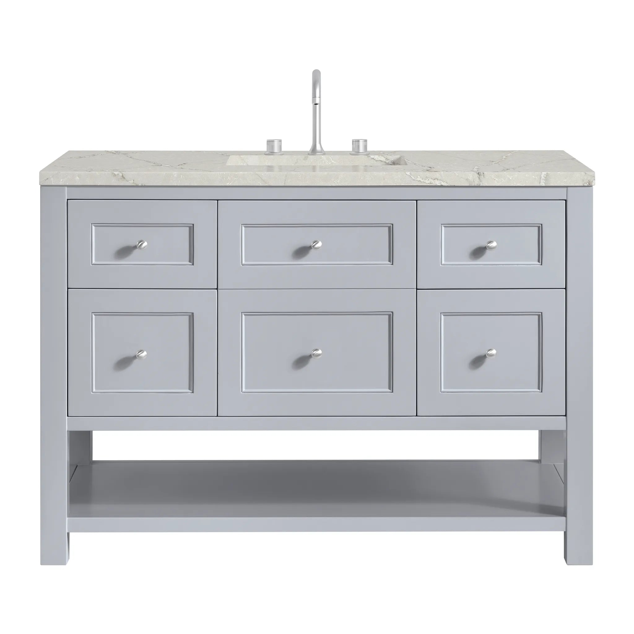 48" Breckenridge Single Vanity in Serenity Blue,-Victorian Silver Silestone-8" Widespread image