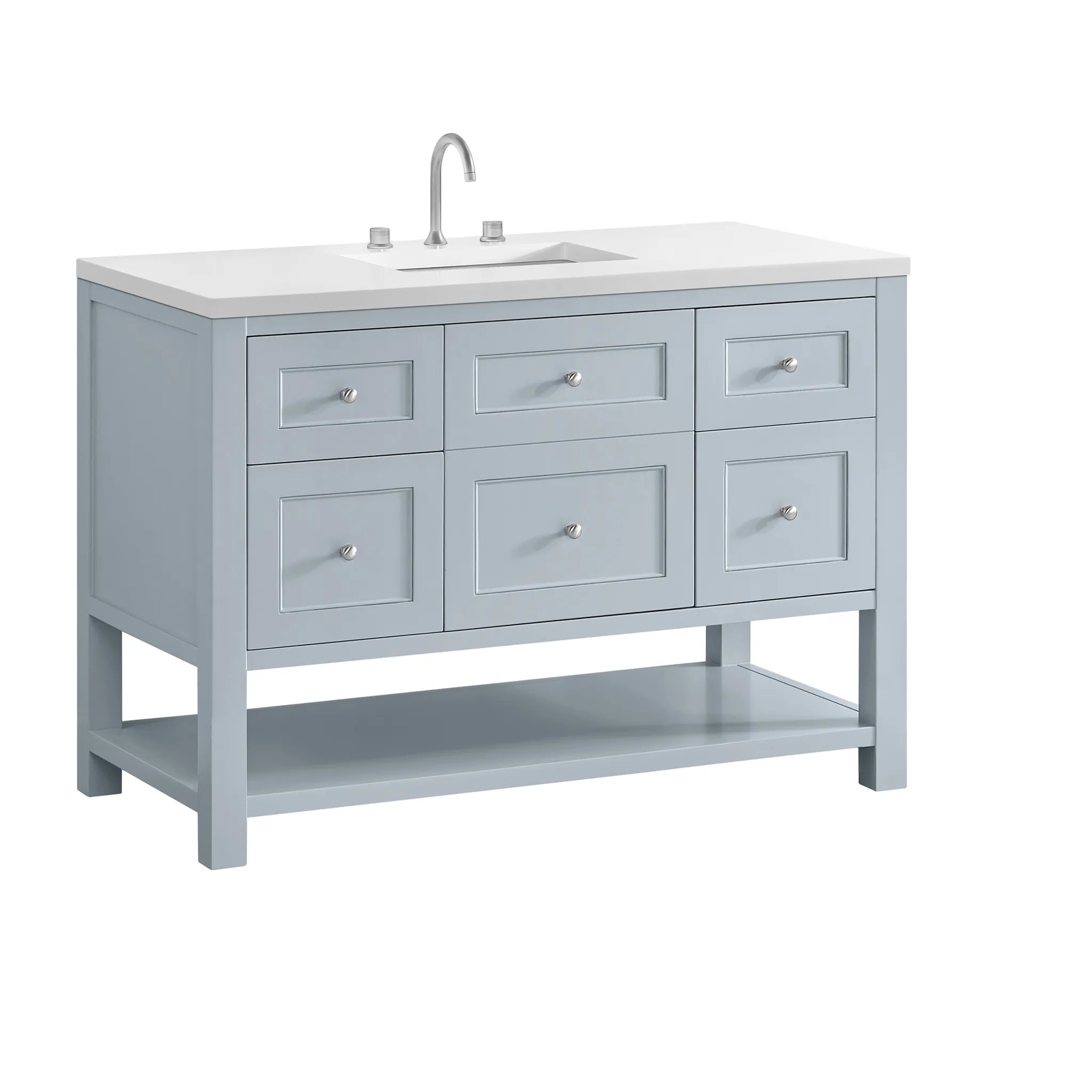 48" Breckenridge Single Vanity in Serenity Blue,-White Zeus Silestone-8" Widespread image 9
