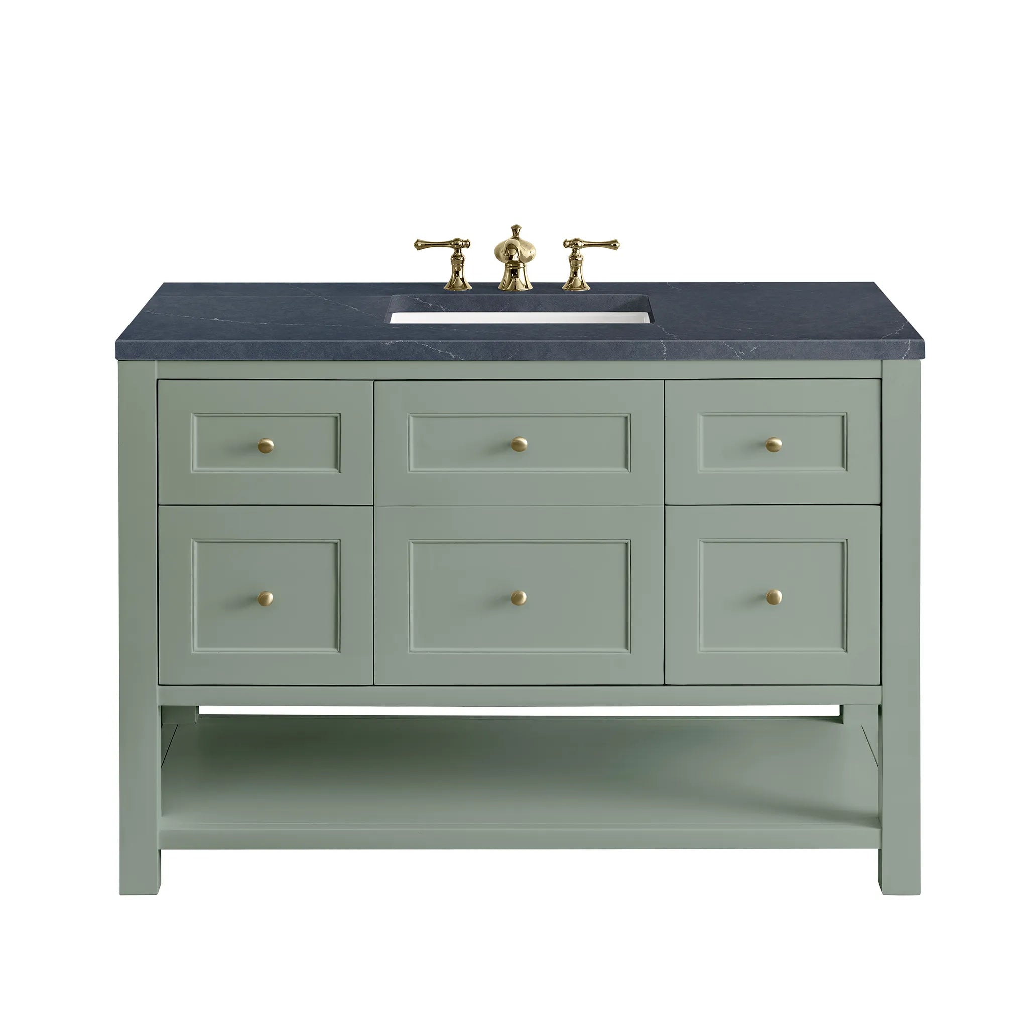 48" Breckenridge Single Vanity in Smokey Celadon-Charcoal Soapstone Silestone-8" Widespread image