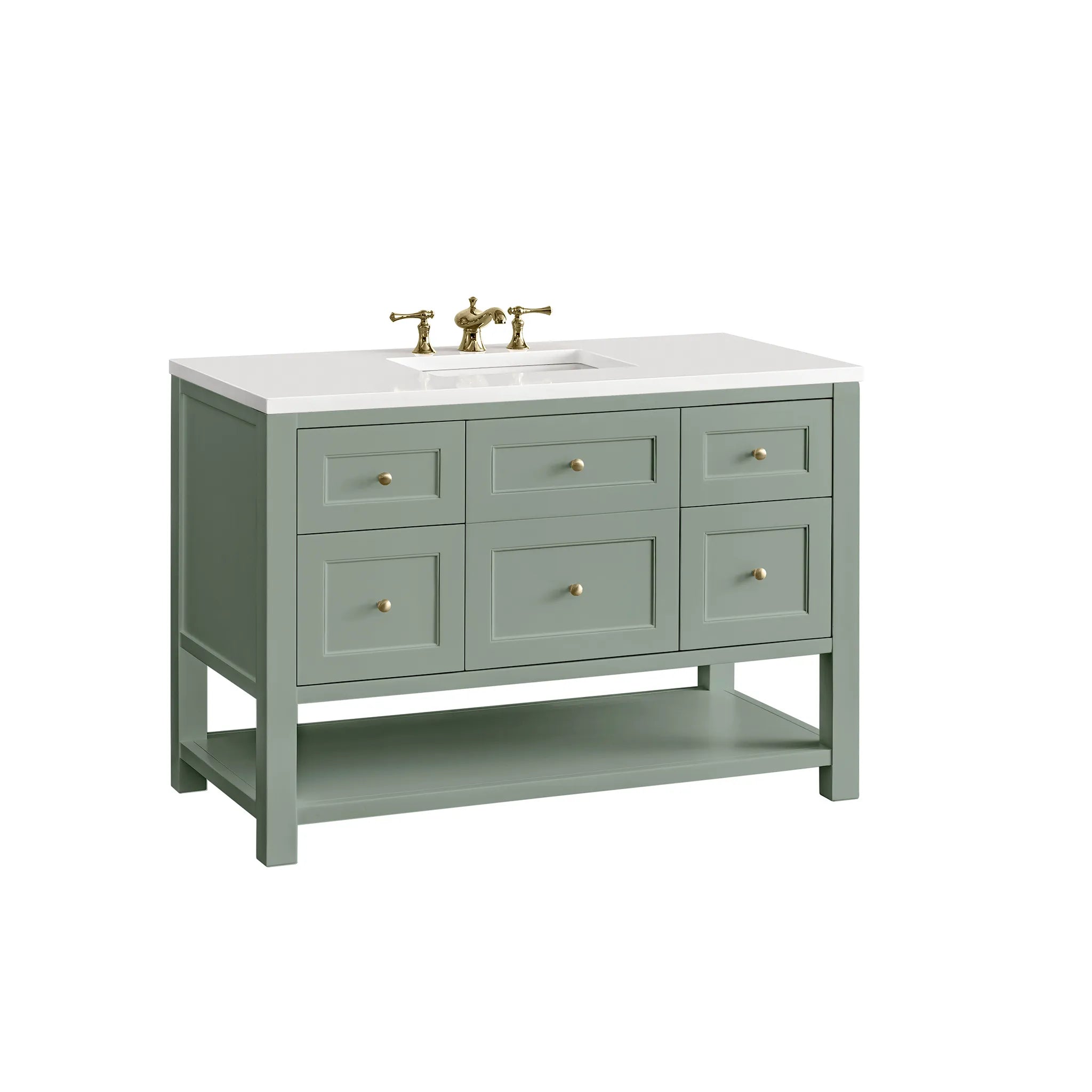 48" Breckenridge Single Vanity in Smokey Celadon-White Zeus Silestone-8" Widespread image 6