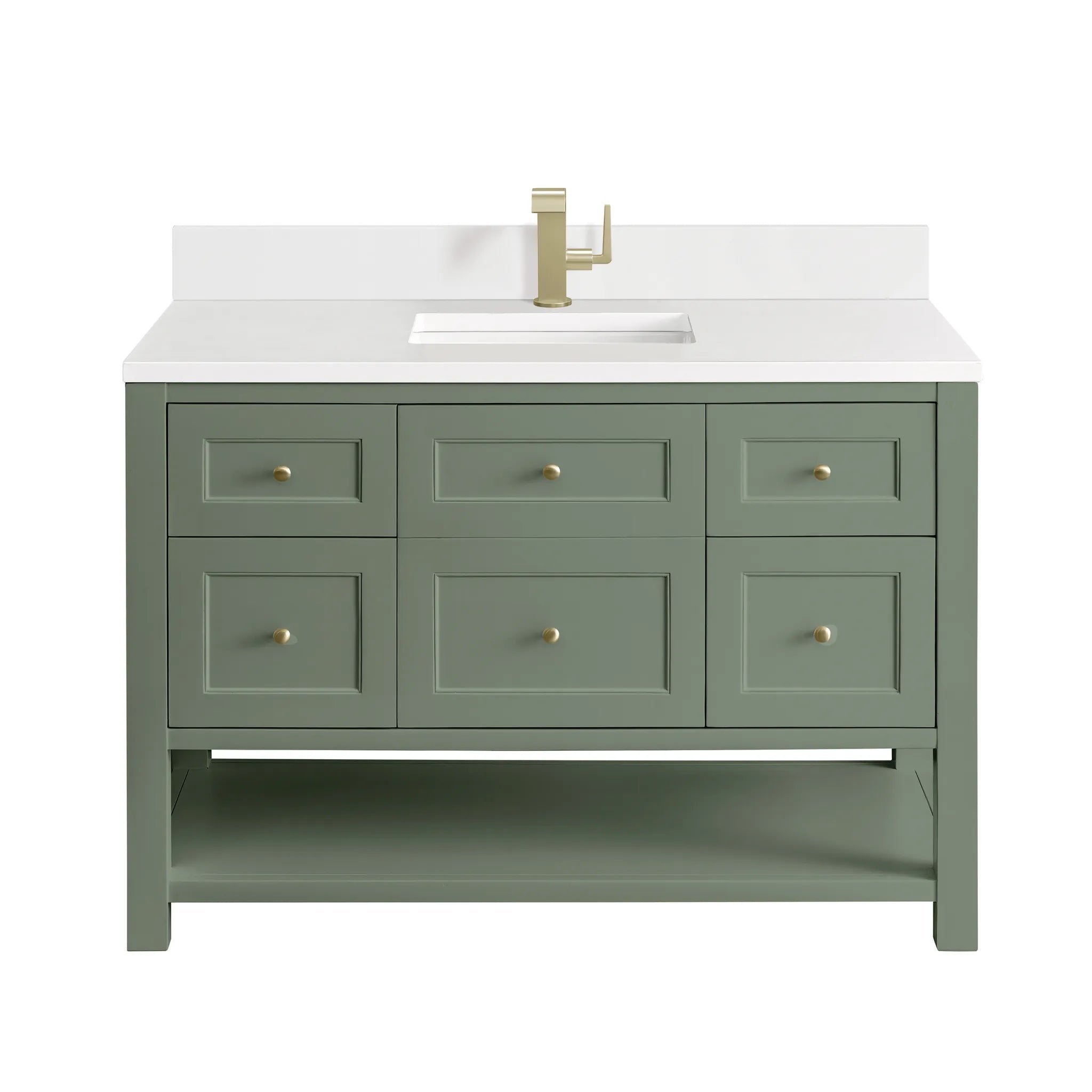 48" Breckenridge Single Vanity in Smokey Celadon-White Zeus Silestone & Backsplash-Single Hole image