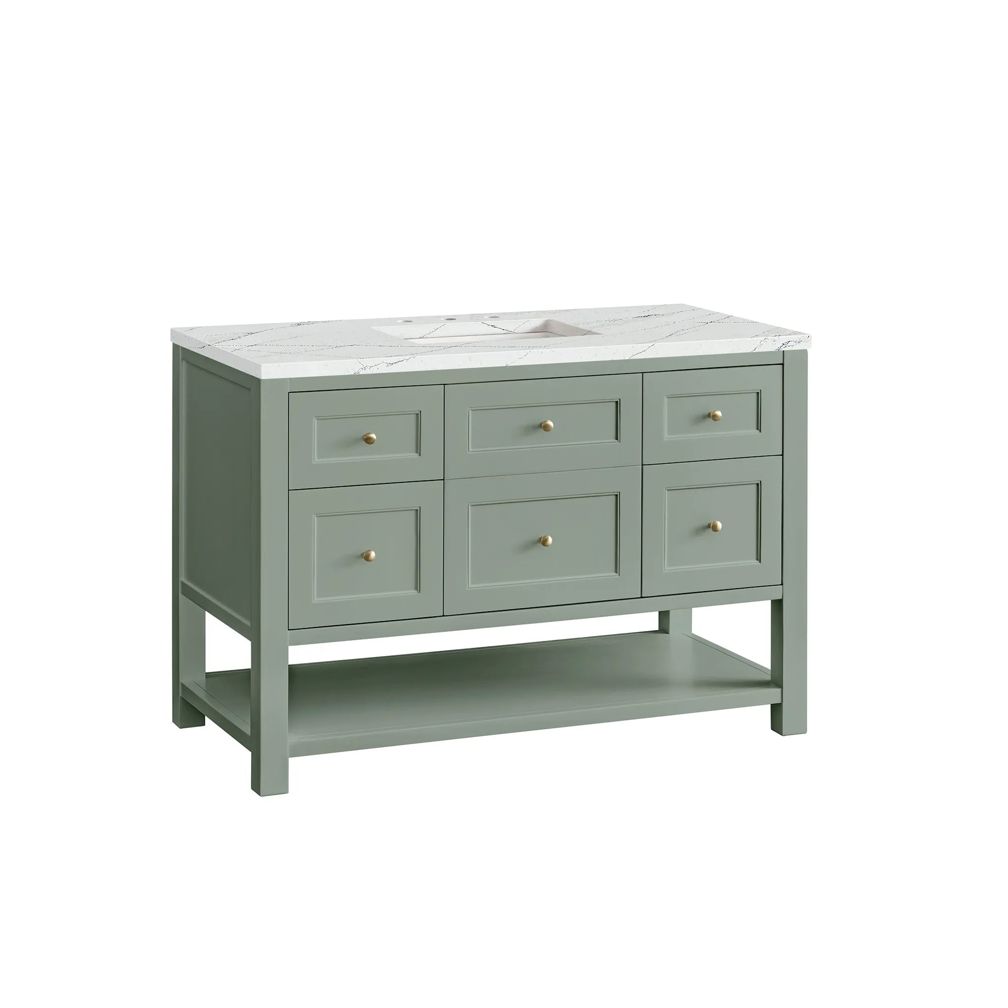 48" Breckenridge Single Vanity in Smokey Celadon Wireless Charger-Ethereal Noctis Silestone-8" Widespread image 8