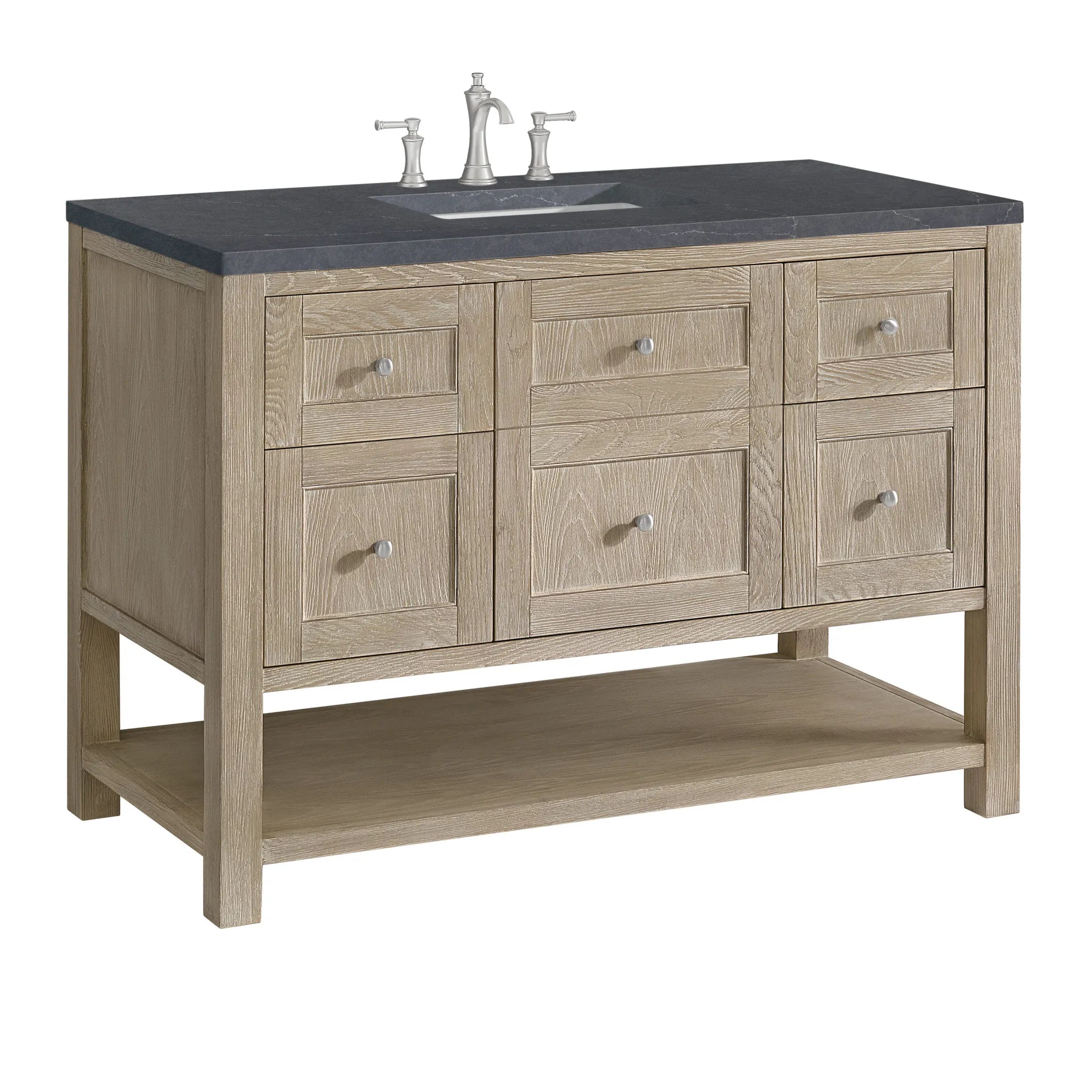 48" Breckenridge Single Vanity in Whitewashed Oak-Charcoal Soapstone Silestone-8" Widespread image 8