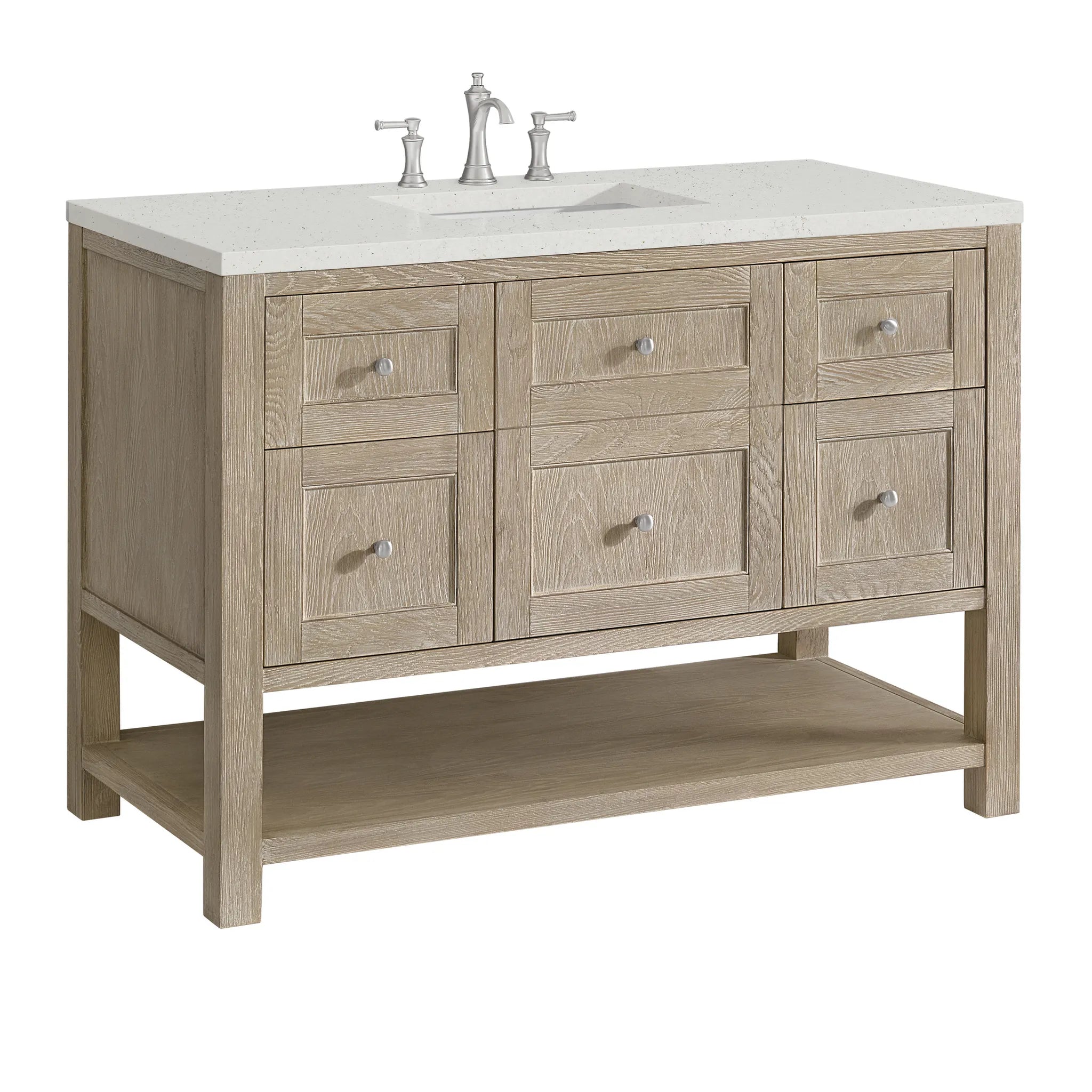 48" Breckenridge Single Vanity in Whitewashed Oak-Lime Delight Silestone-8" Widespread image 8