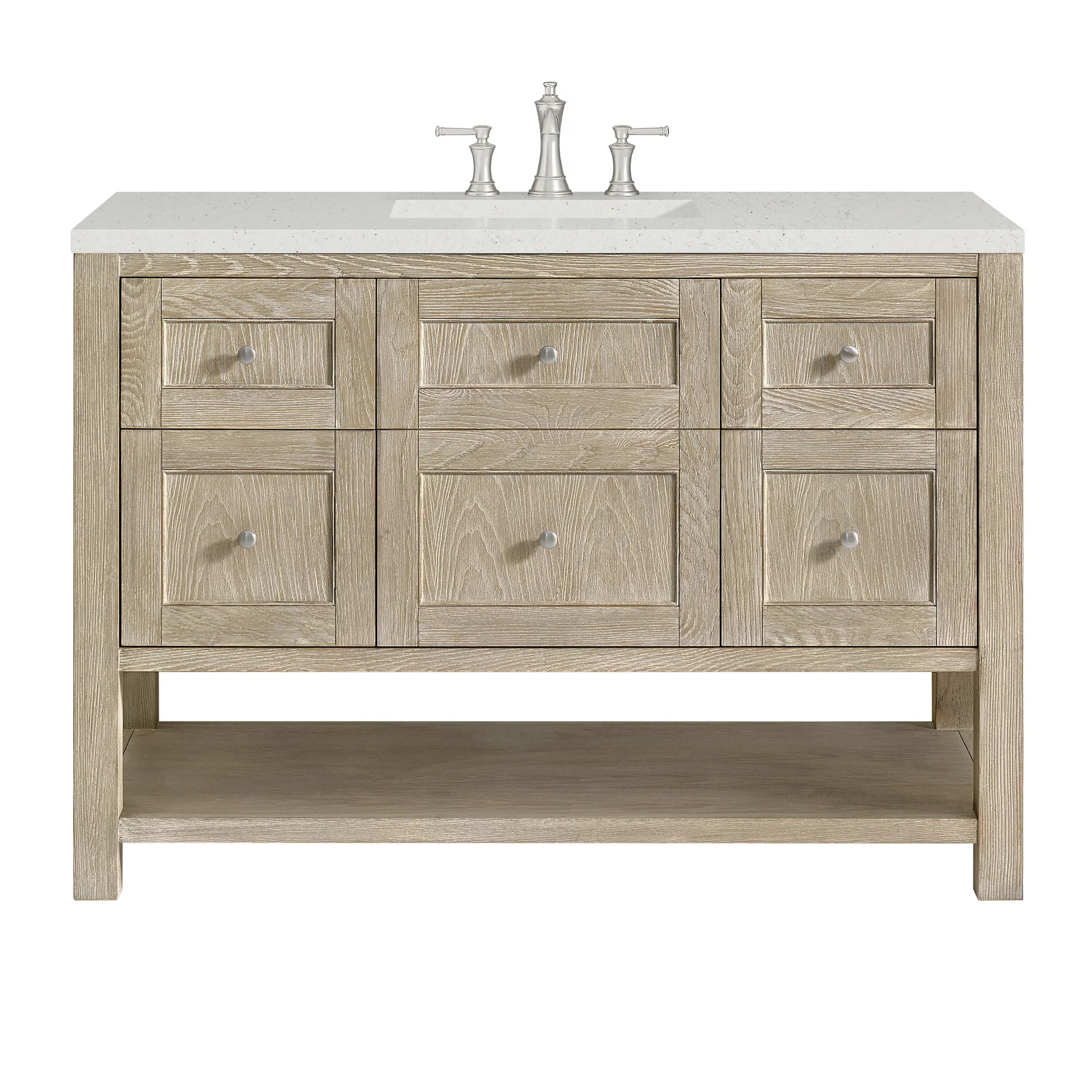 48" Breckenridge Single Vanity in Whitewashed Oak-Lime Delight Silestone-8" Widespread image