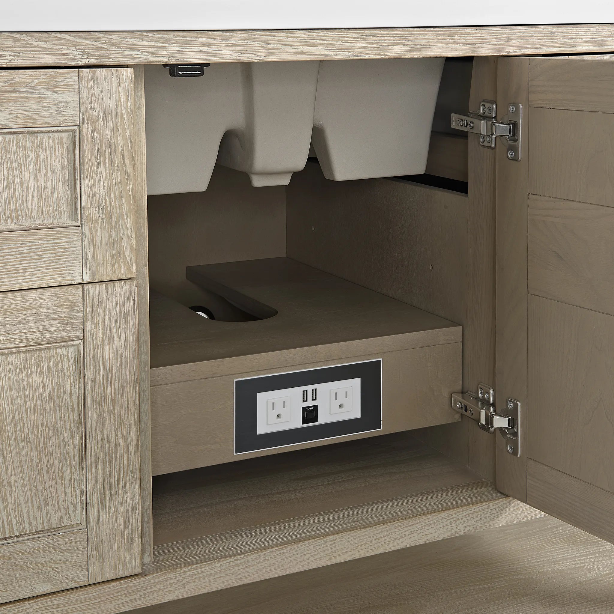 48" Breckenridge Single Vanity in Whitewashed Oak w/FreePower Wireless Charger-Cabinet Only-Not Available image 4