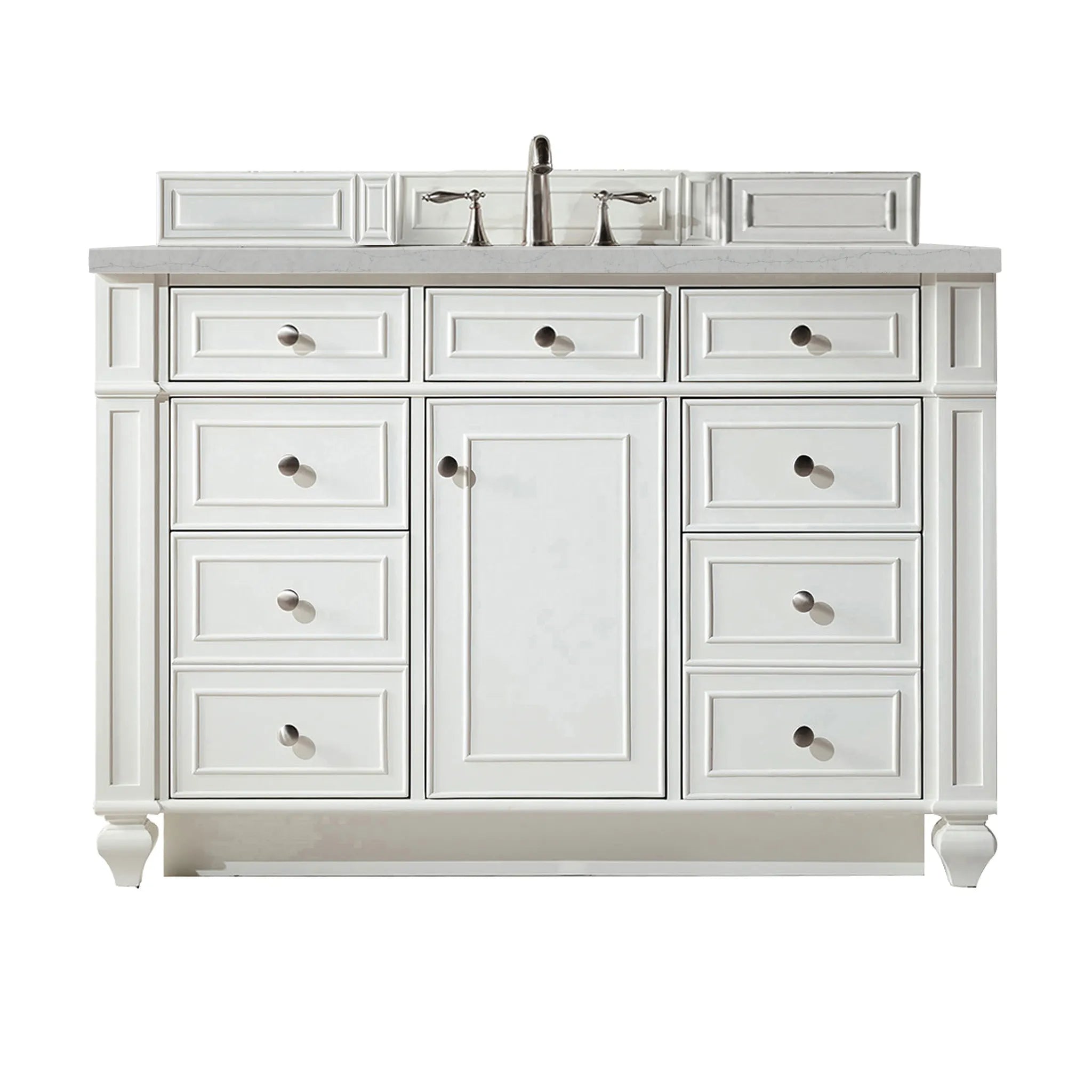 48" Bristol Single Vanity in Bright White-Eternal Jasmine Pearl Silestone-8" Widespread image