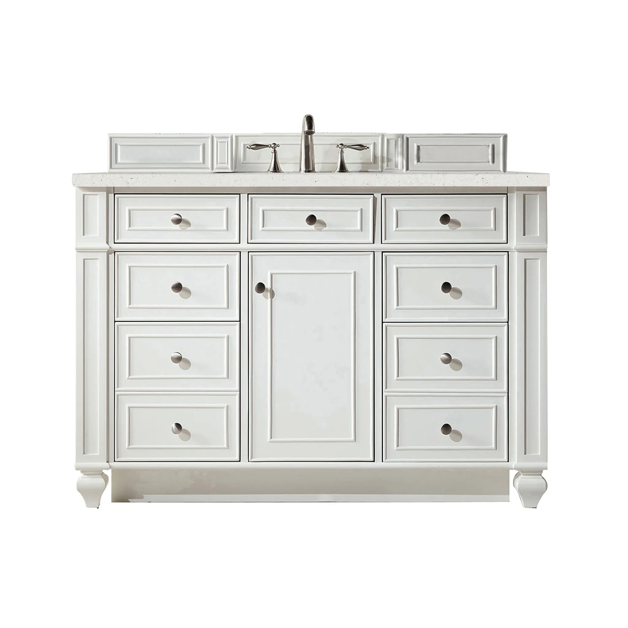 48" Bristol Single Vanity in Bright White-Lime Delight Silestone-8" Widespread image