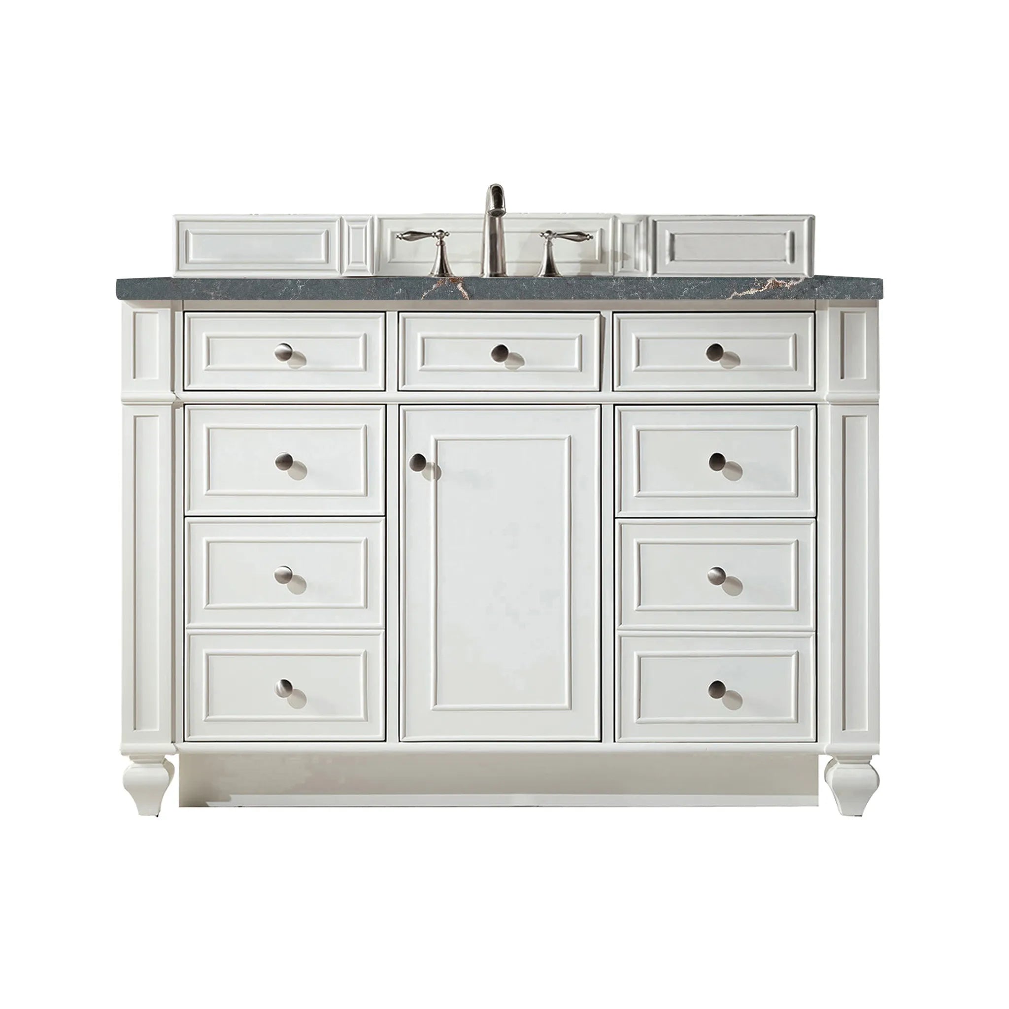 48" Bristol Single Vanity in Bright White-Parisien Bleu Silestone-8" Widespread image